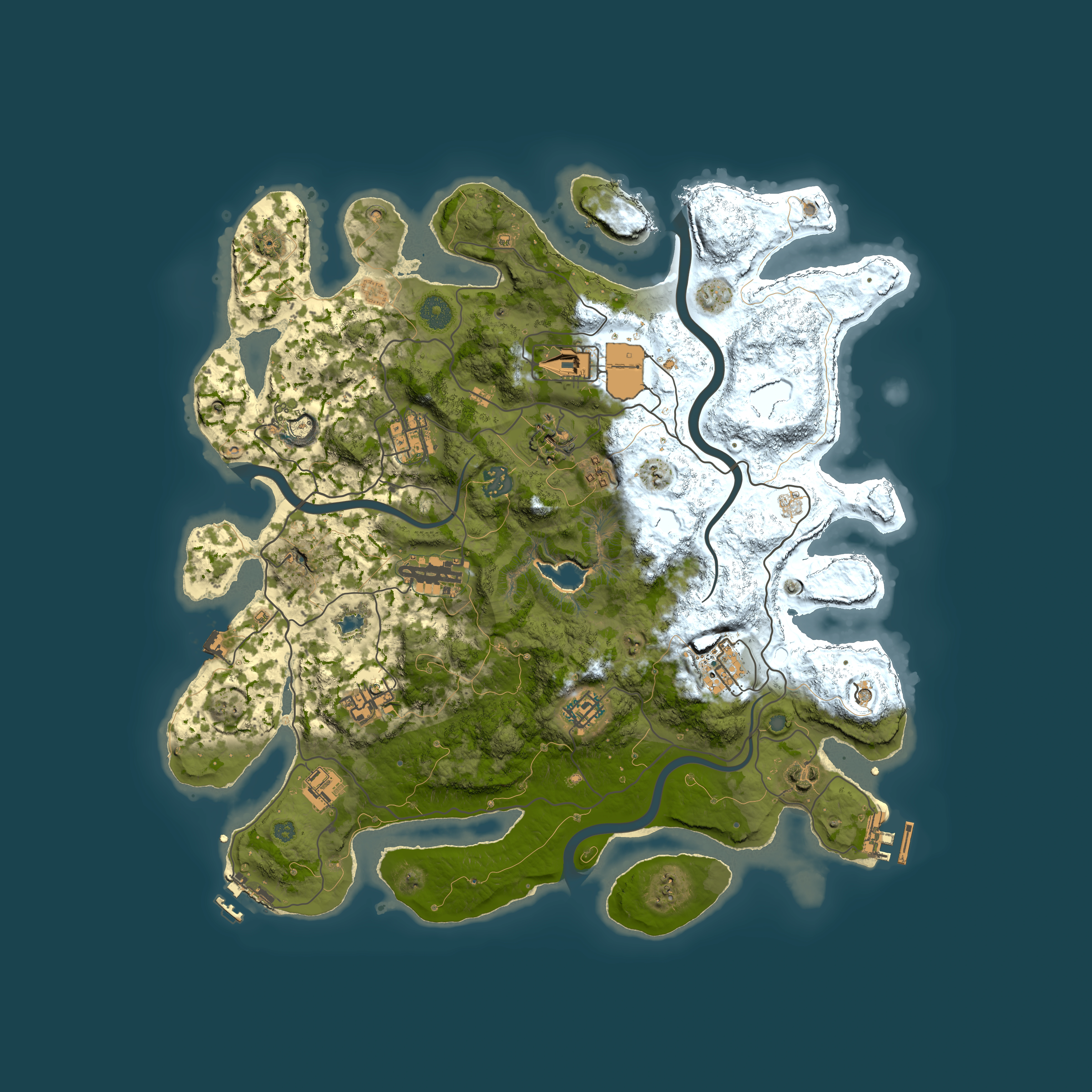 Full top-down render of Rust map seed 1881192857, 4000x4000m