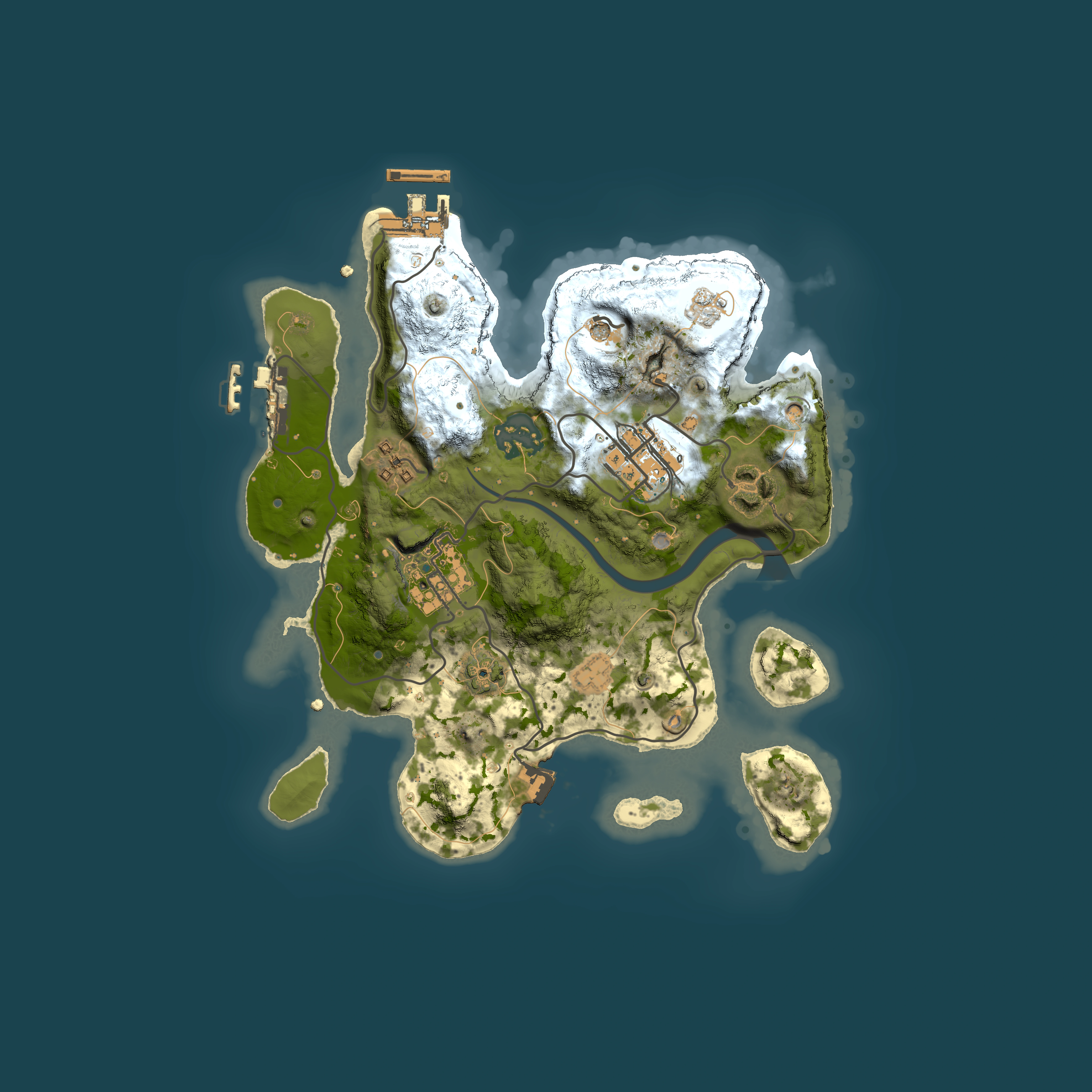 Full top-down render of Rust map seed 152140685, 2500x2500m