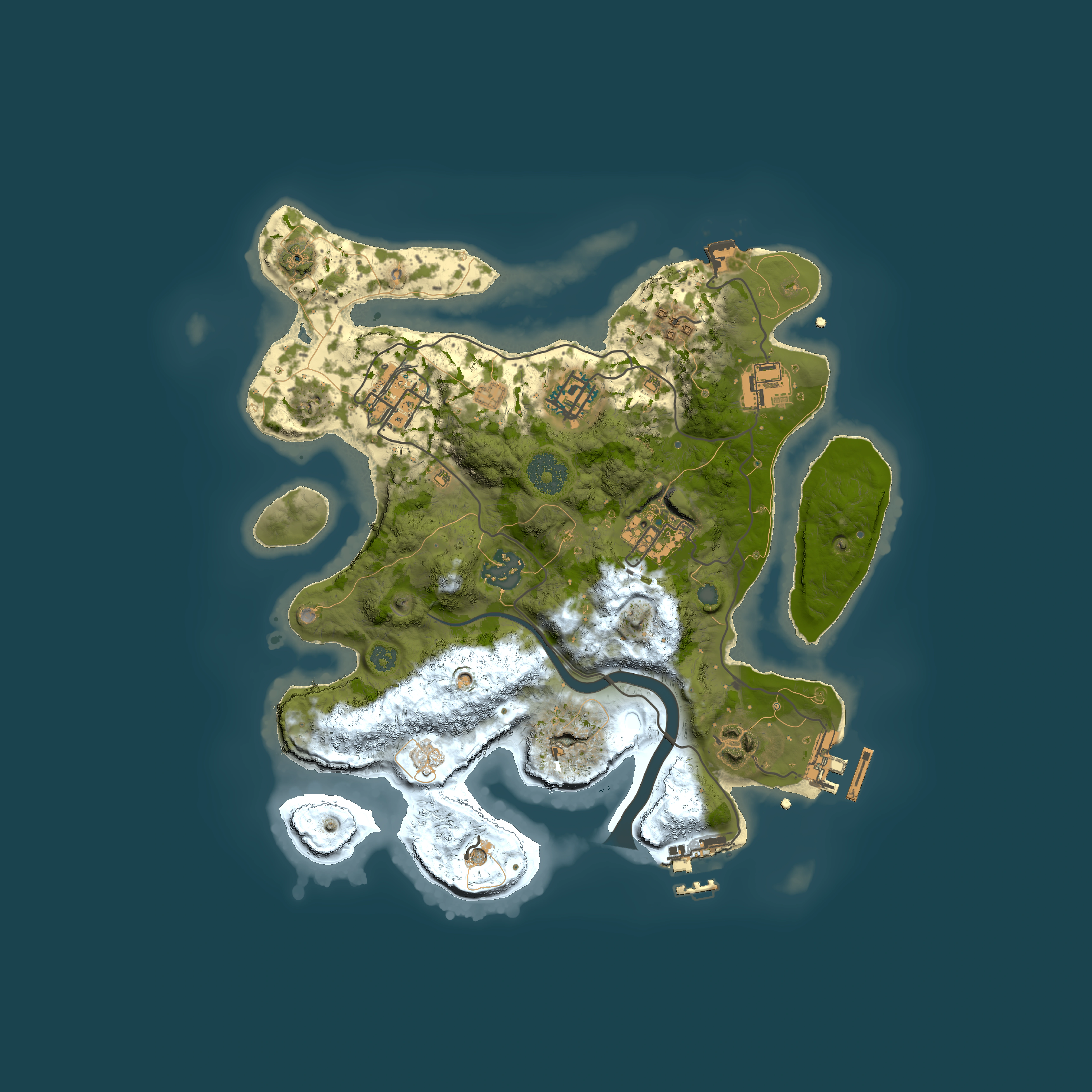 Full top-down render of Rust map seed 621838565, 3000x3000m