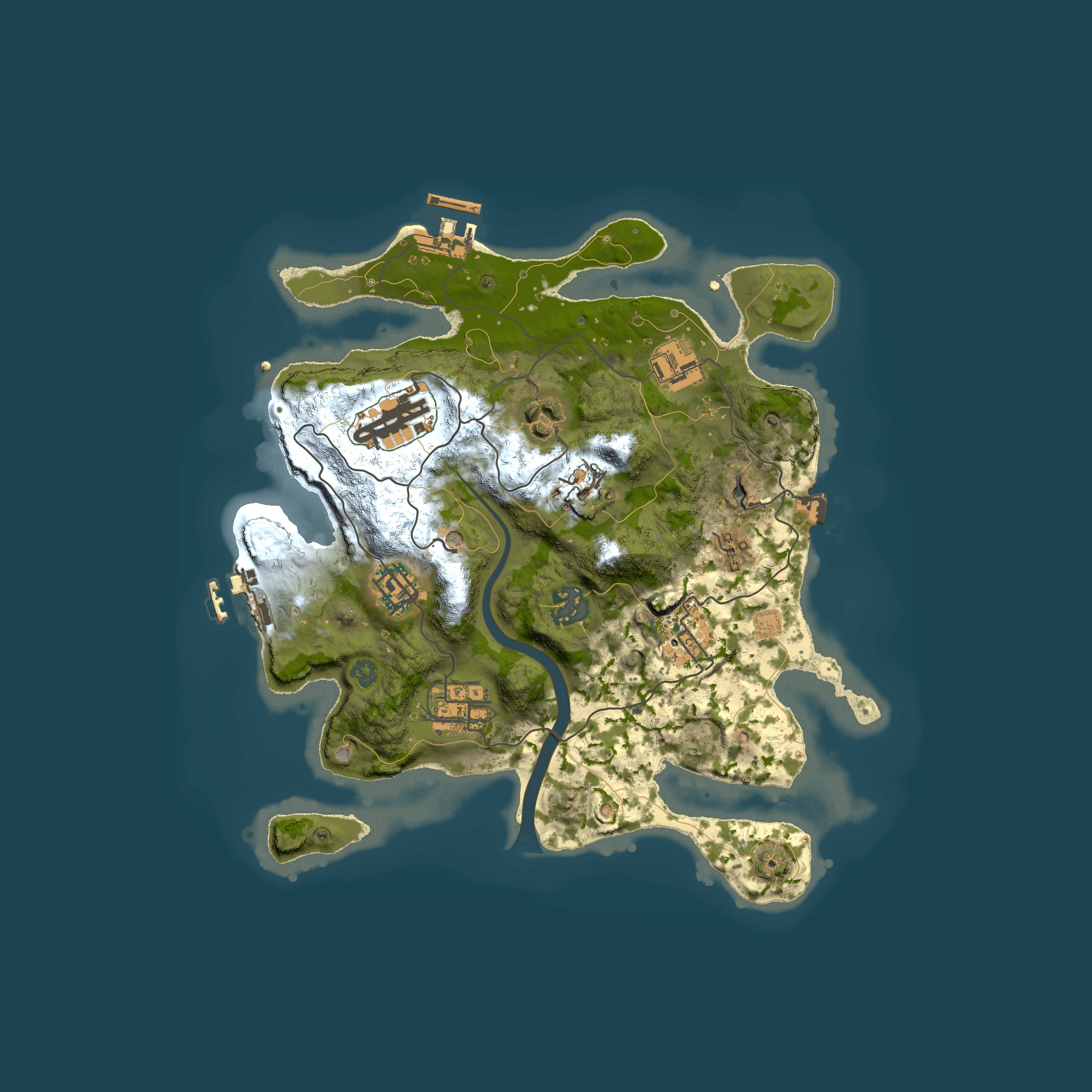 Full top-down render of Rust map seed 115071646, 3000x3000m
