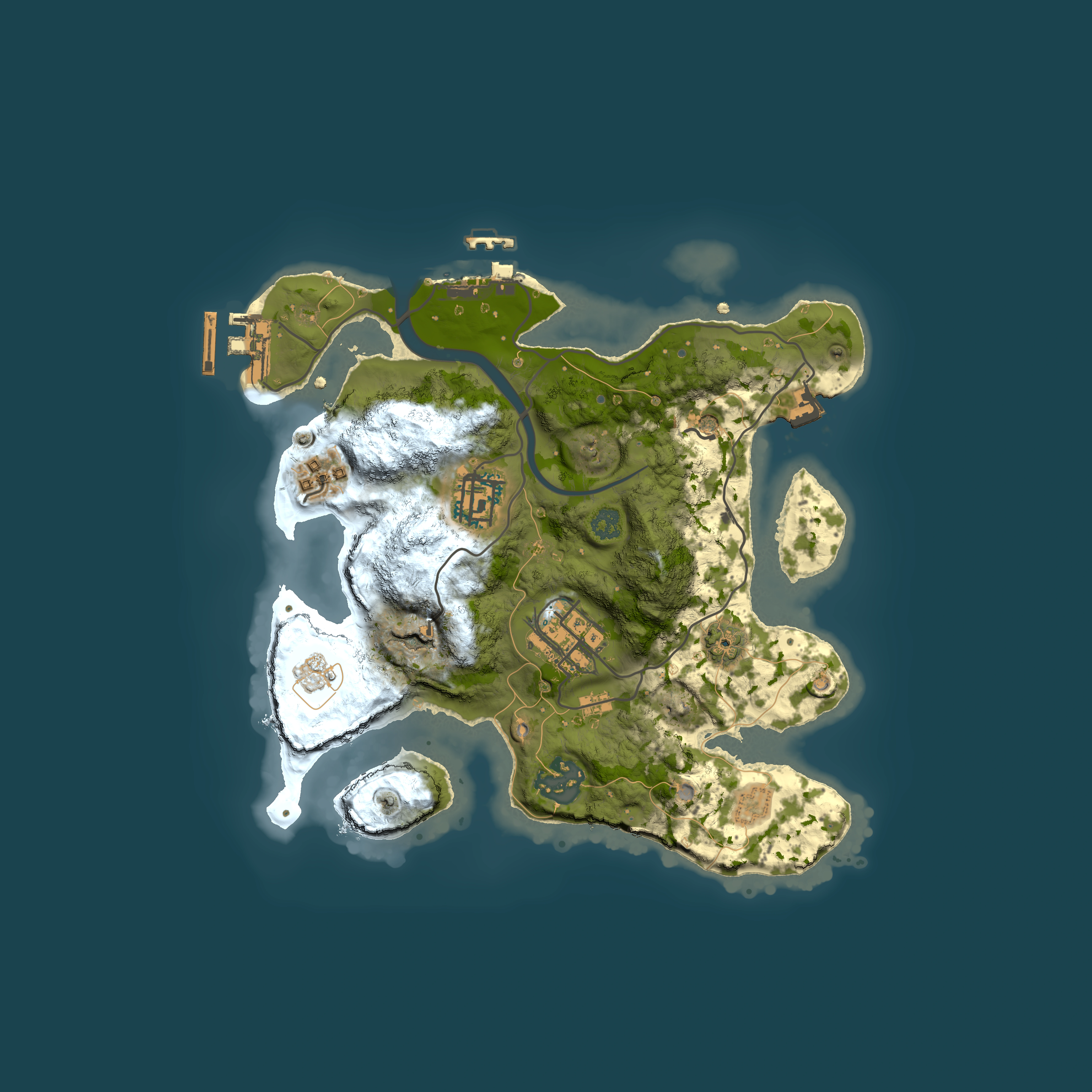 Full top-down render of Rust map seed 1586901547, 2500x2500m