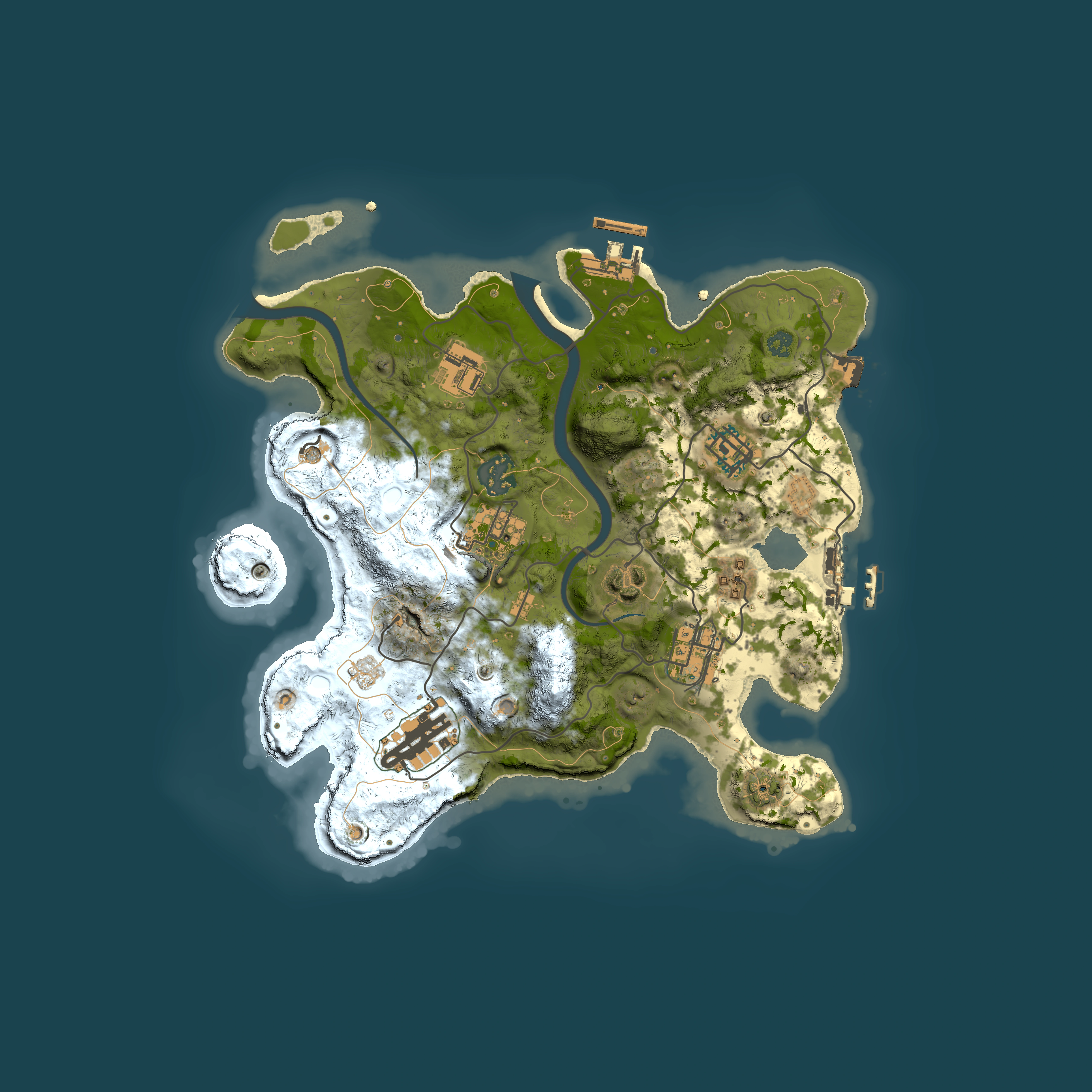 Full top-down render of Rust map seed 1608993251, 3000x3000m