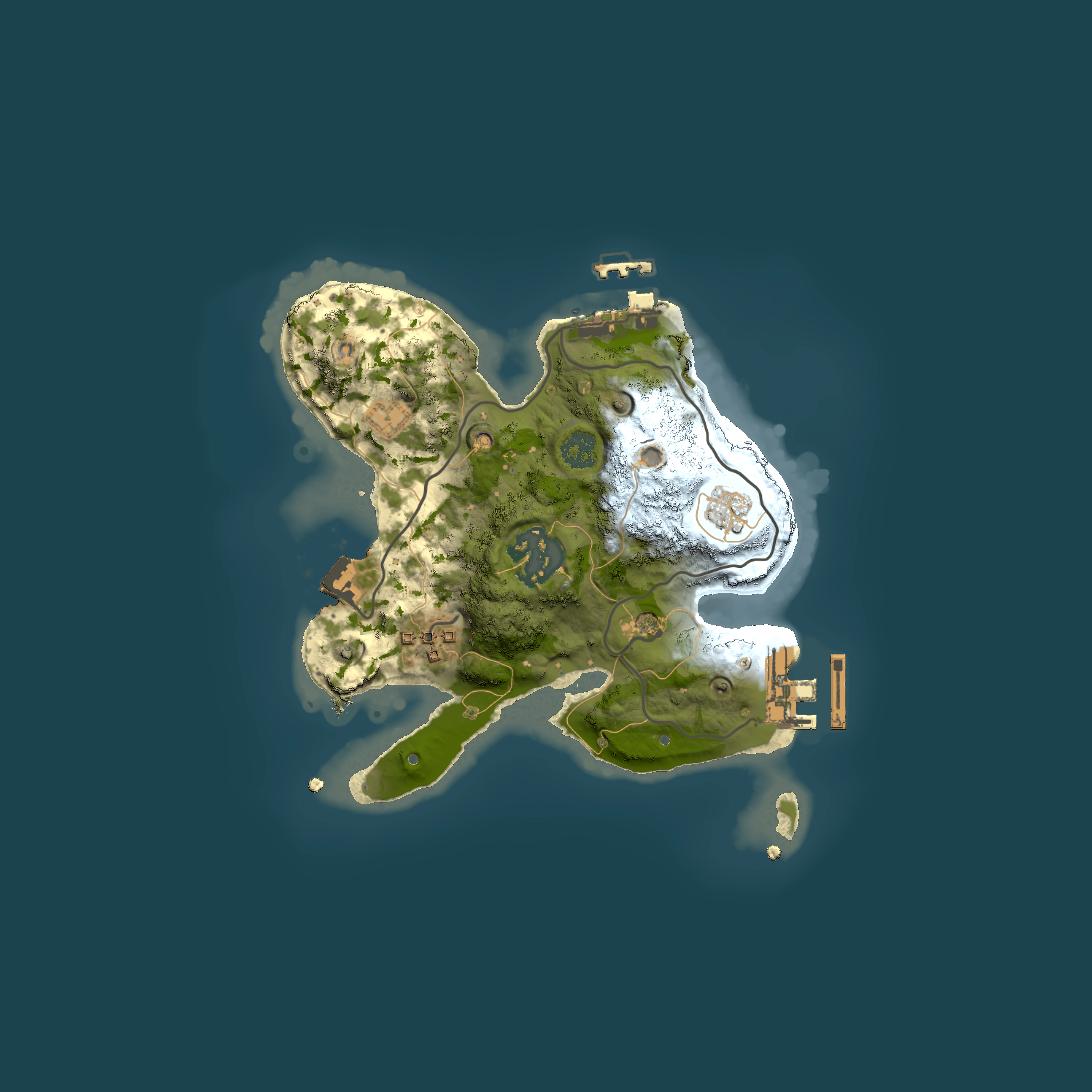 Full top-down render of Rust map seed 1705906206, 2000x2000m