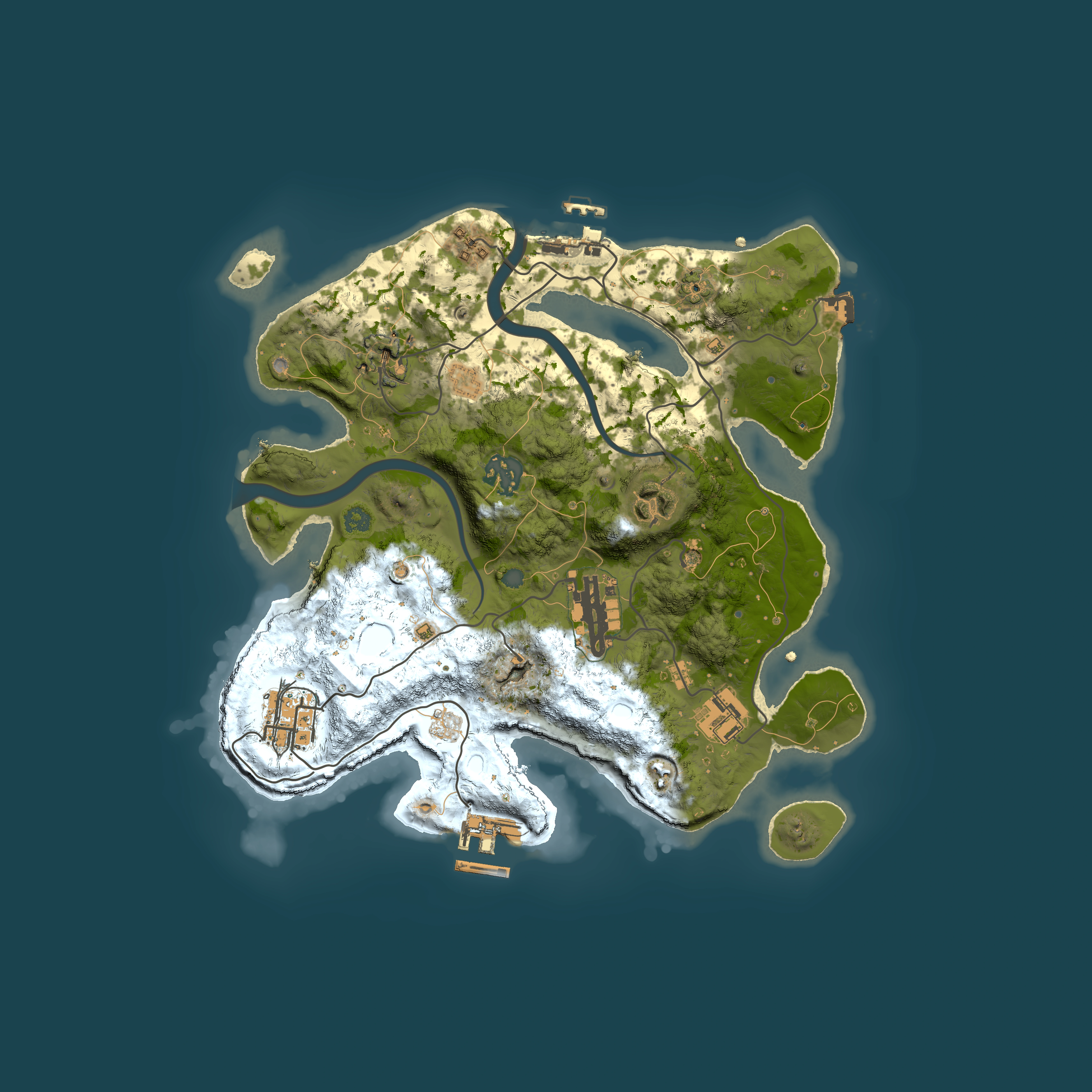 Full top-down render of Rust map seed 776133749, 3000x3000m