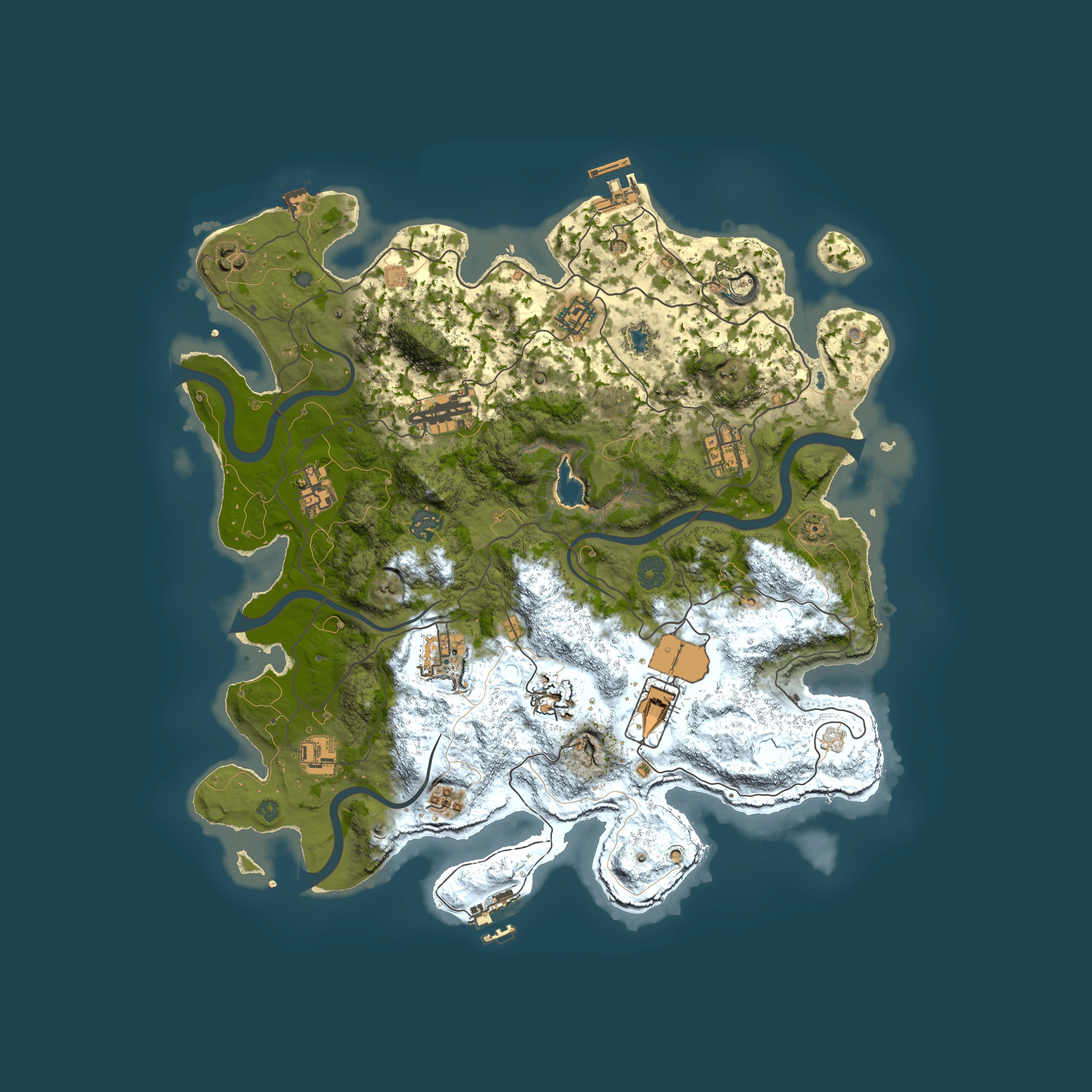 Full top-down render of Rust map seed 958747685, 4000x4000m