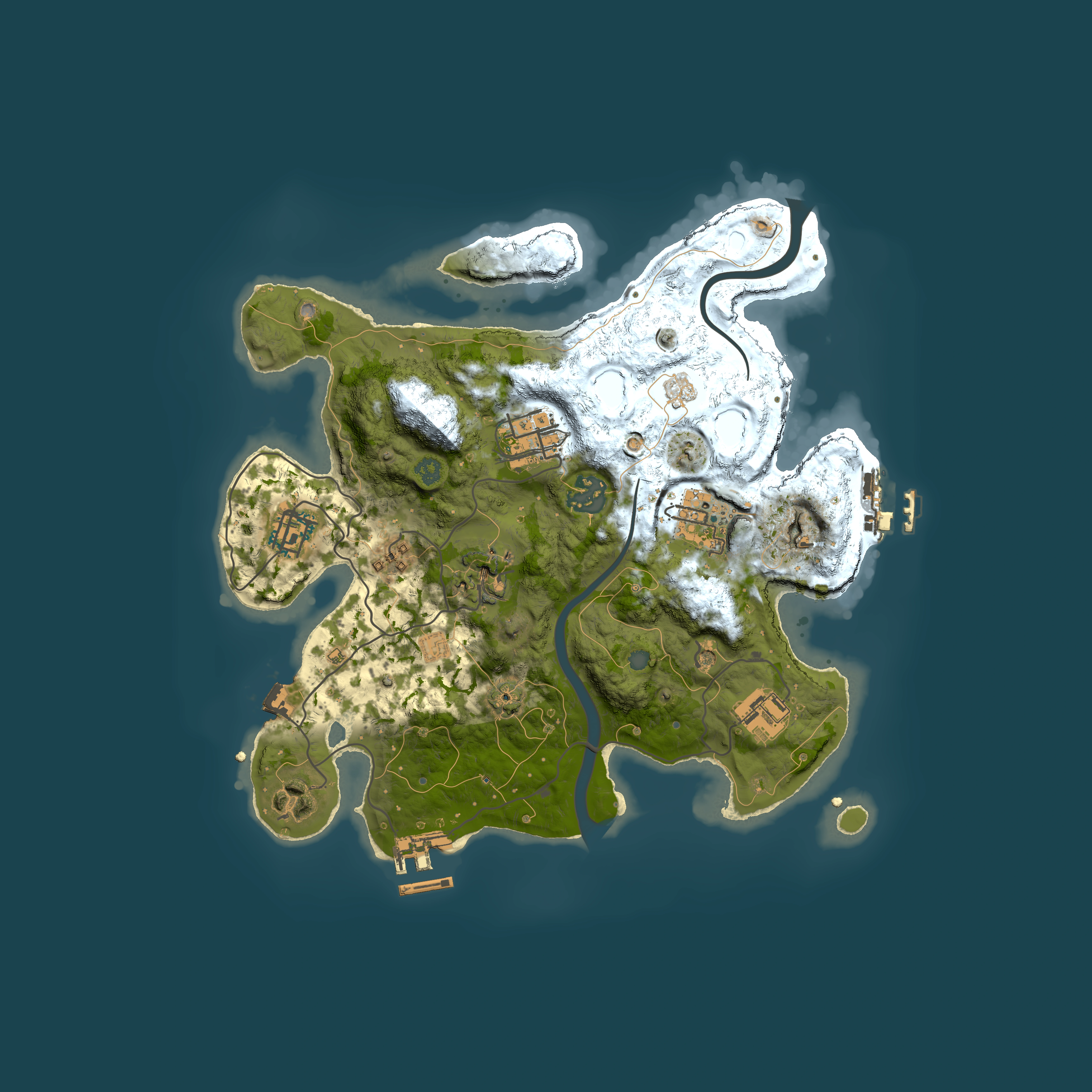 Full top-down render of Rust map seed 1933747066, 3000x3000m