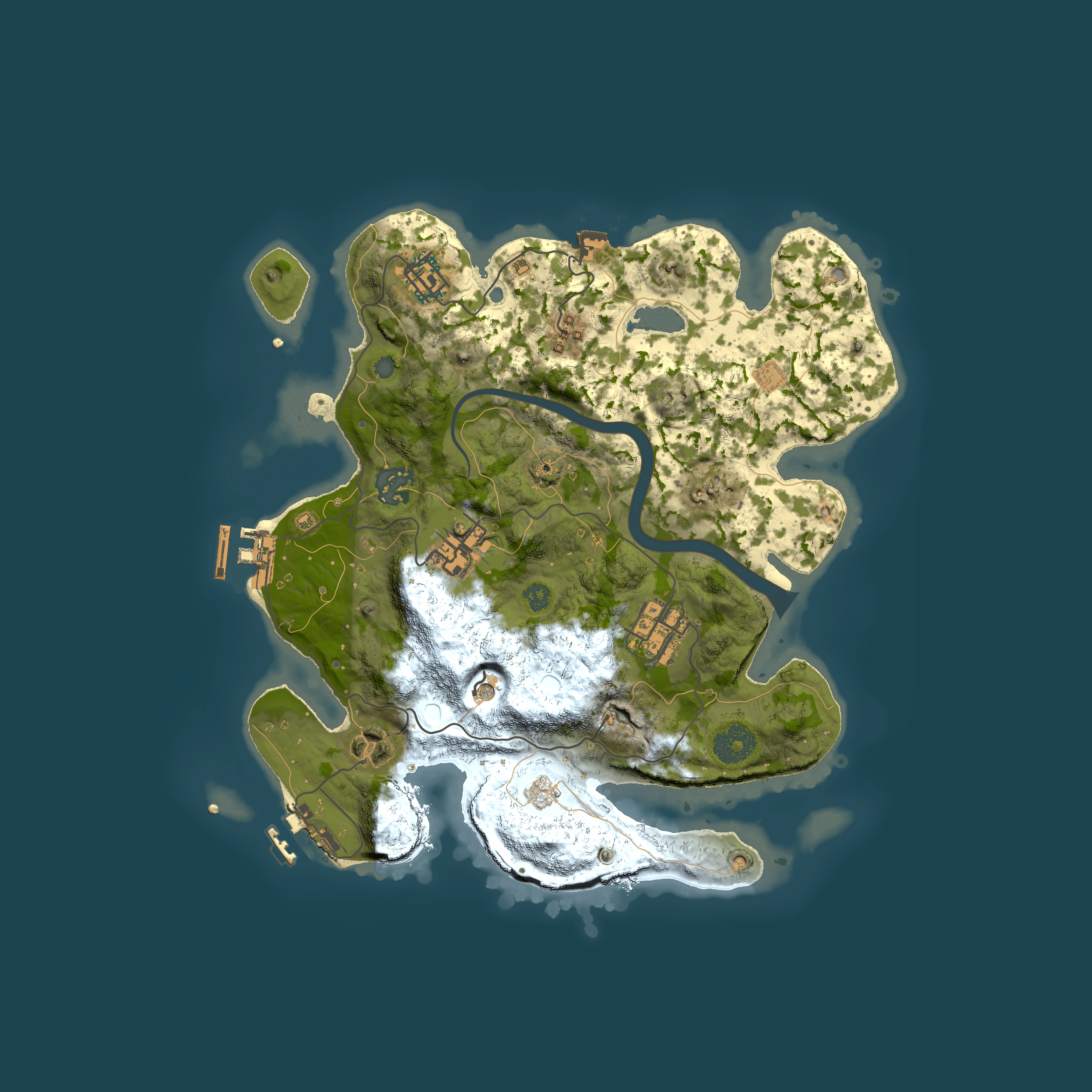 Full top-down render of Rust map seed 550874650, 3000x3000m