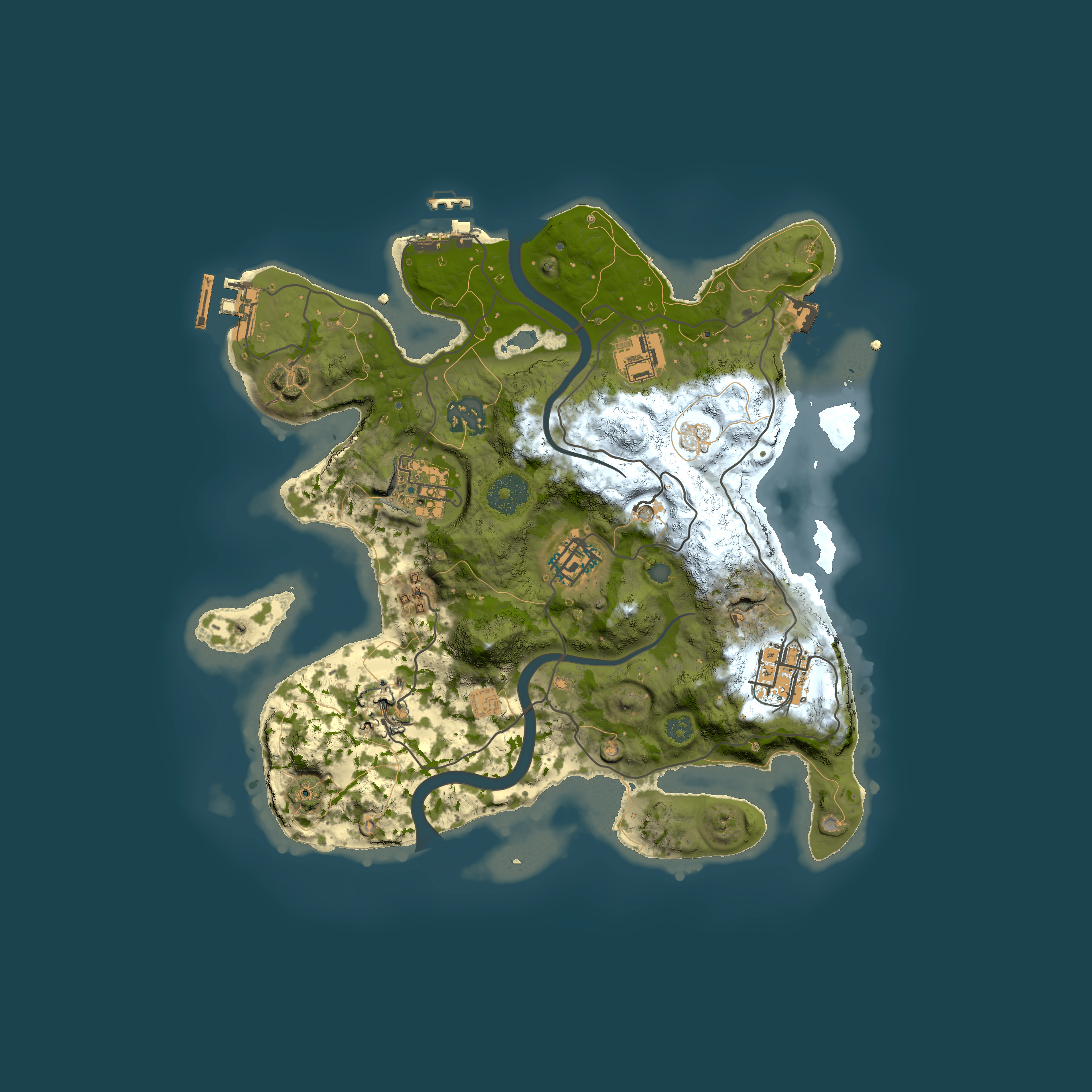 Full top-down render of Rust map seed 1337, 3000x3000m