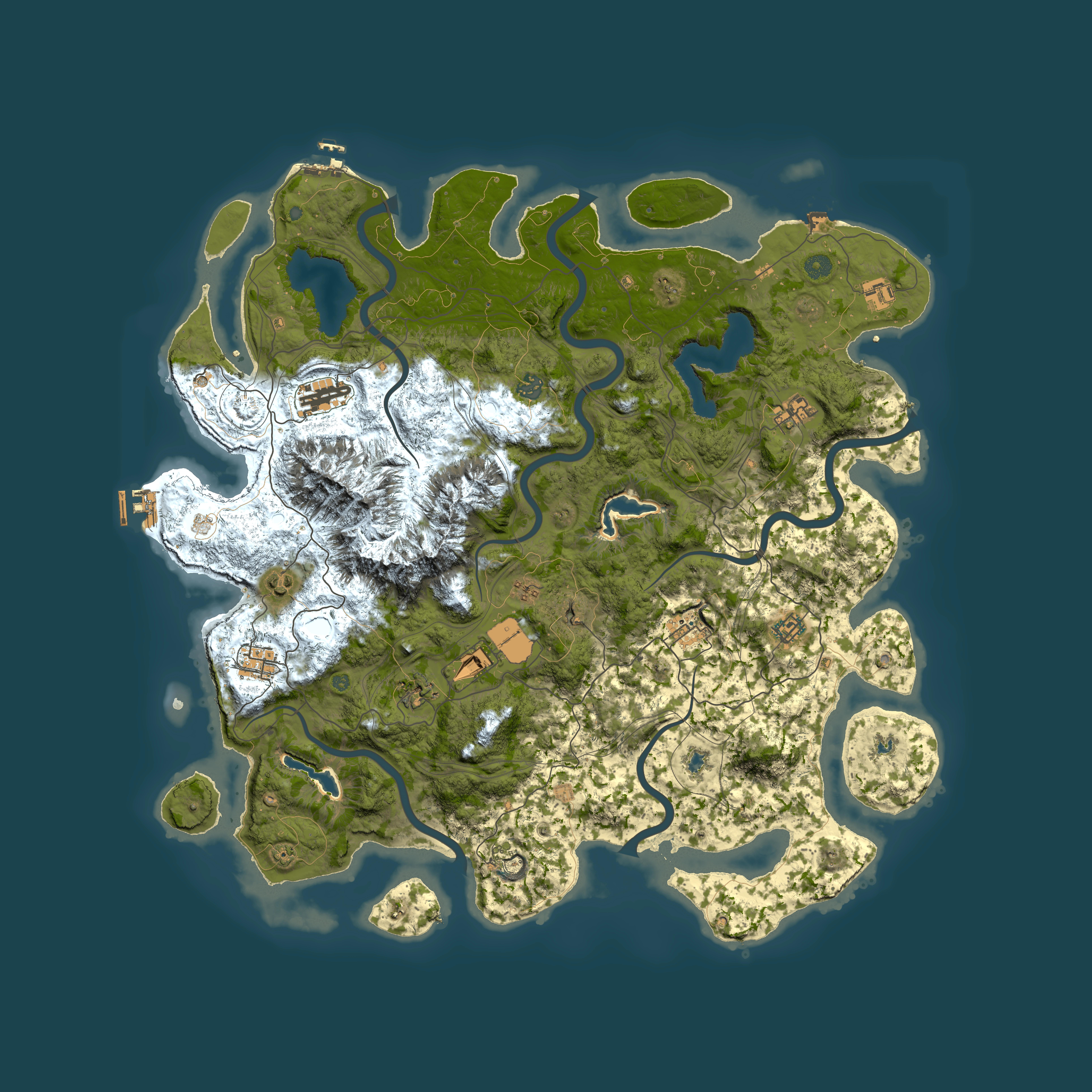 Full top-down render of Rust map seed 1845028311, 5000x5000m
