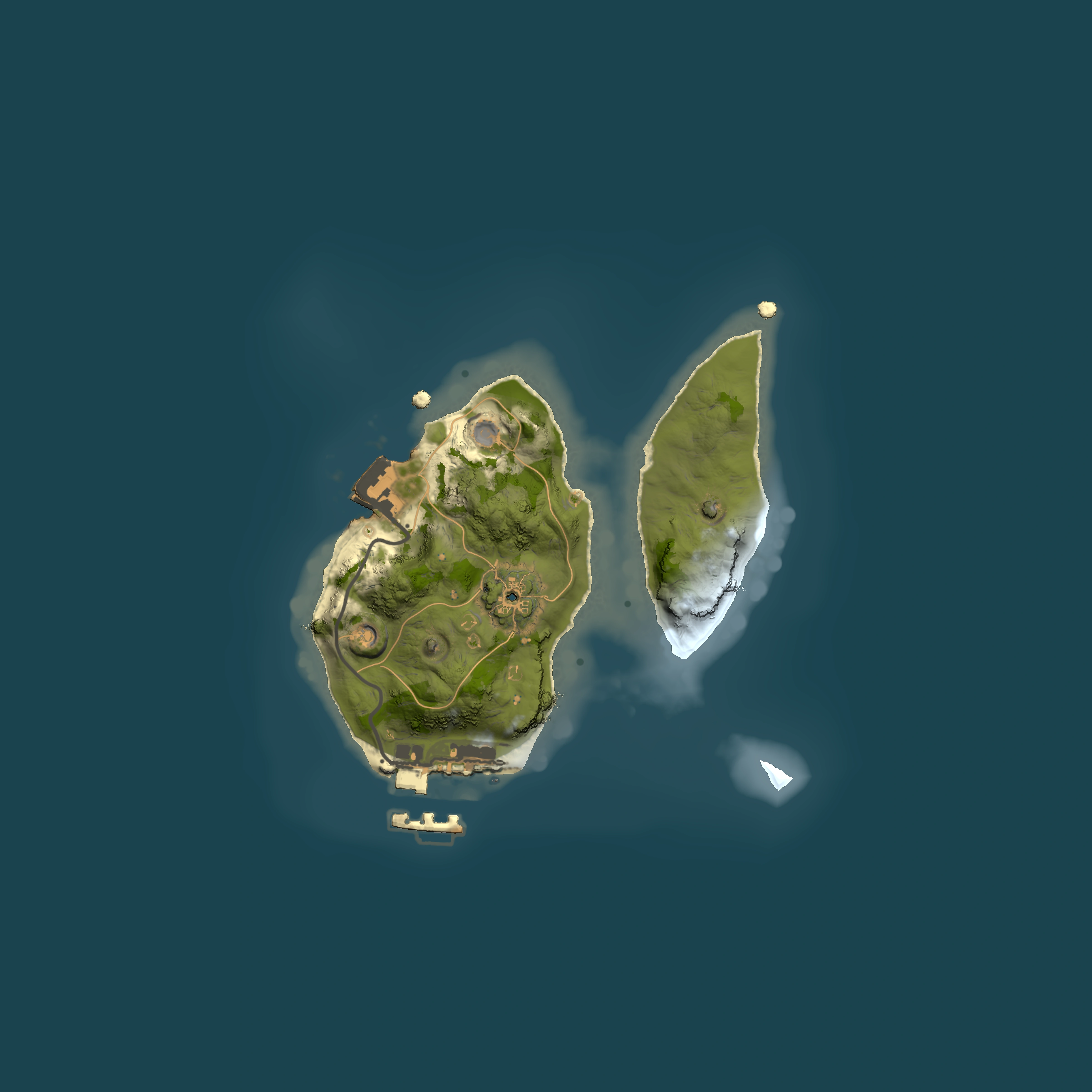 Full top-down render of Rust map seed 1566874542, 1500x1500m