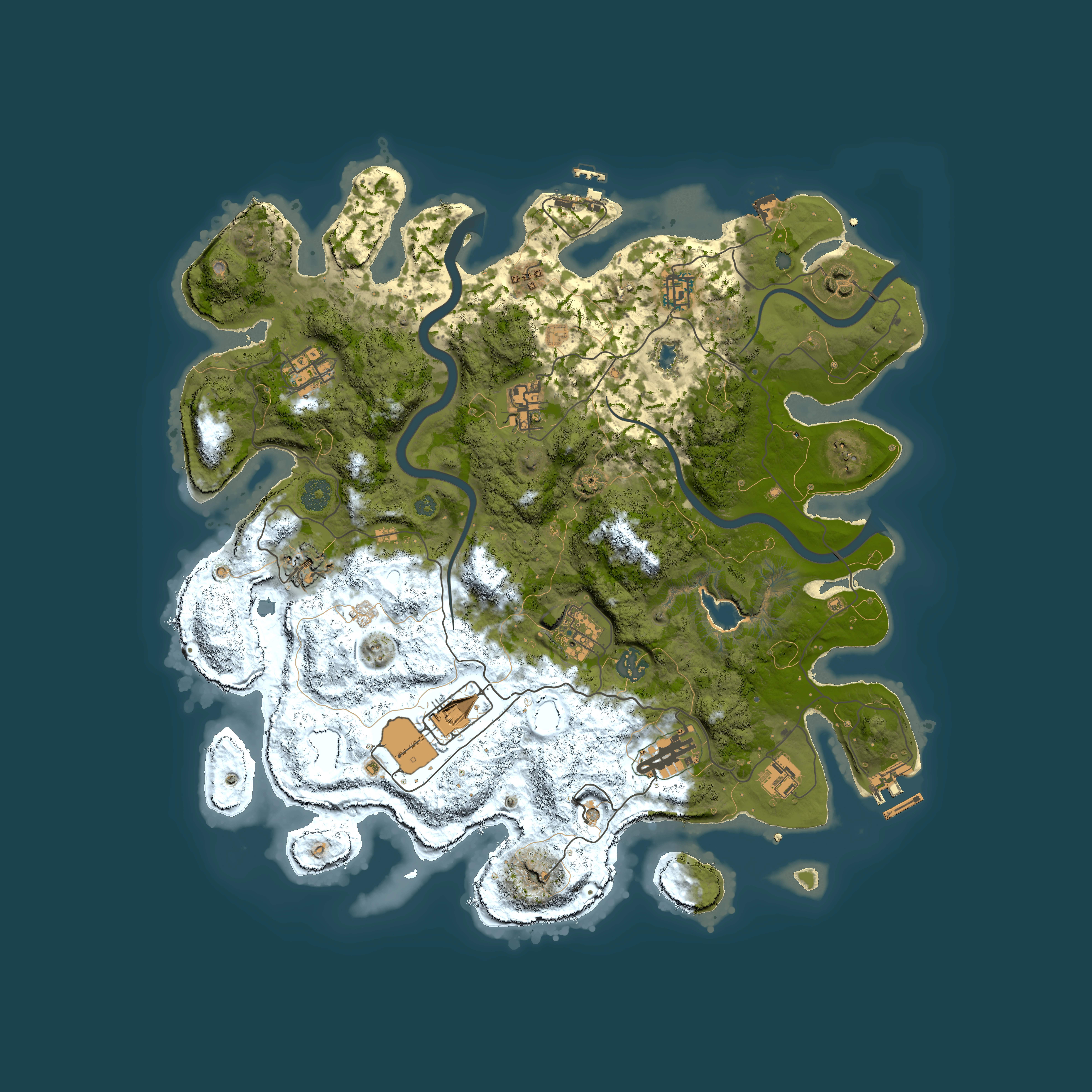 Full top-down render of Rust map seed 146085276, 4000x4000m