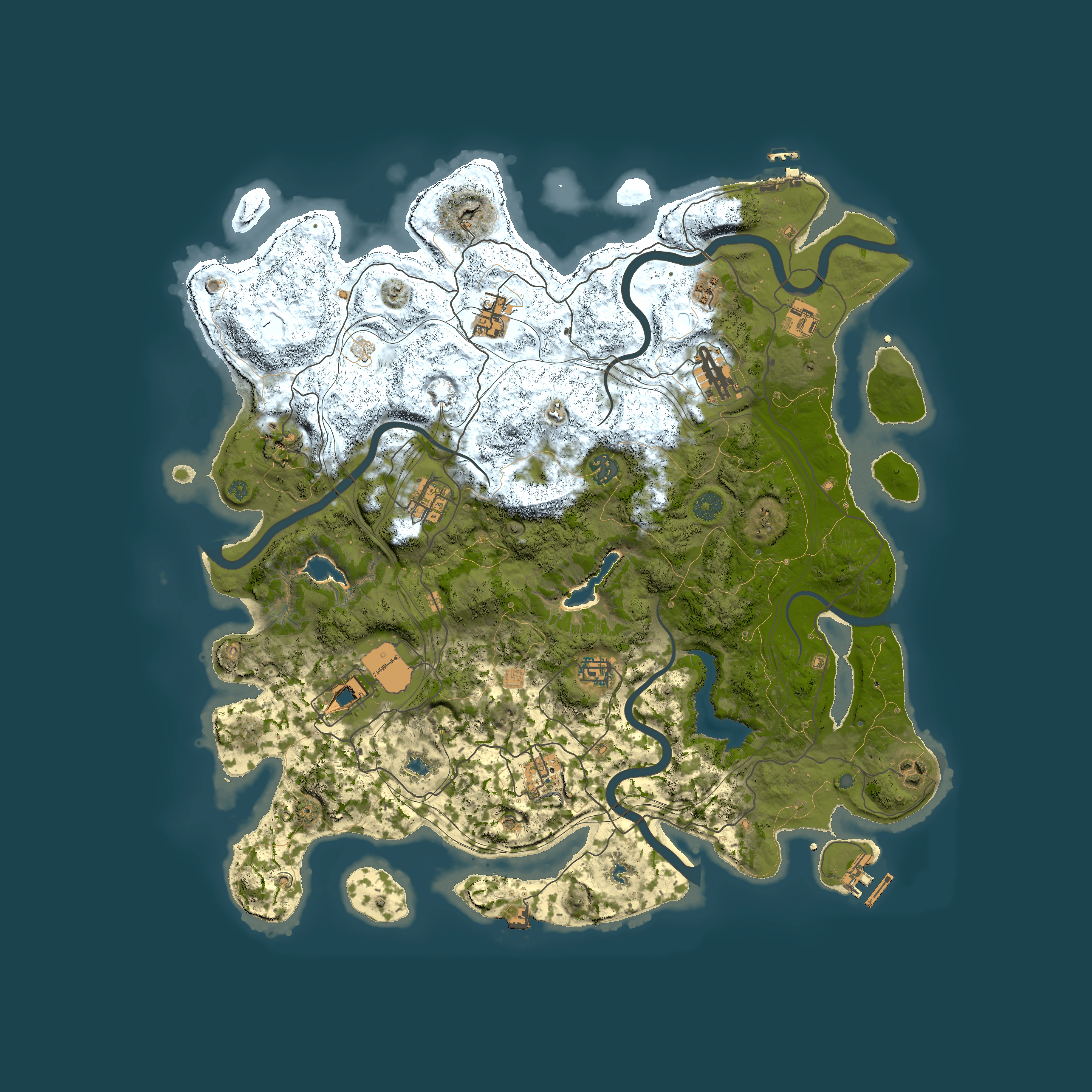 Full top-down render of Rust map seed 1343651071, 4500x4500m