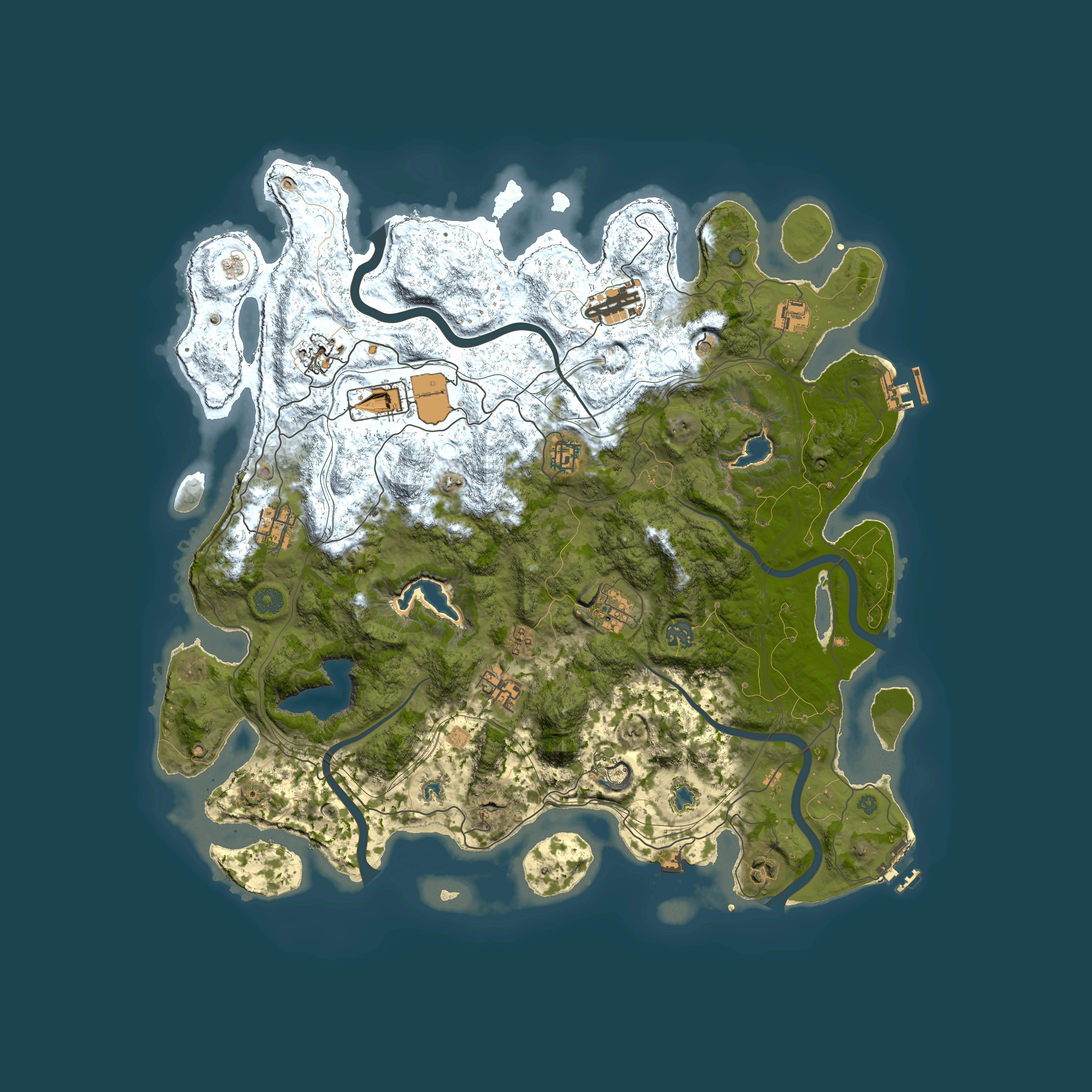 Full top-down render of Rust map seed 889737494, 4500x4500m