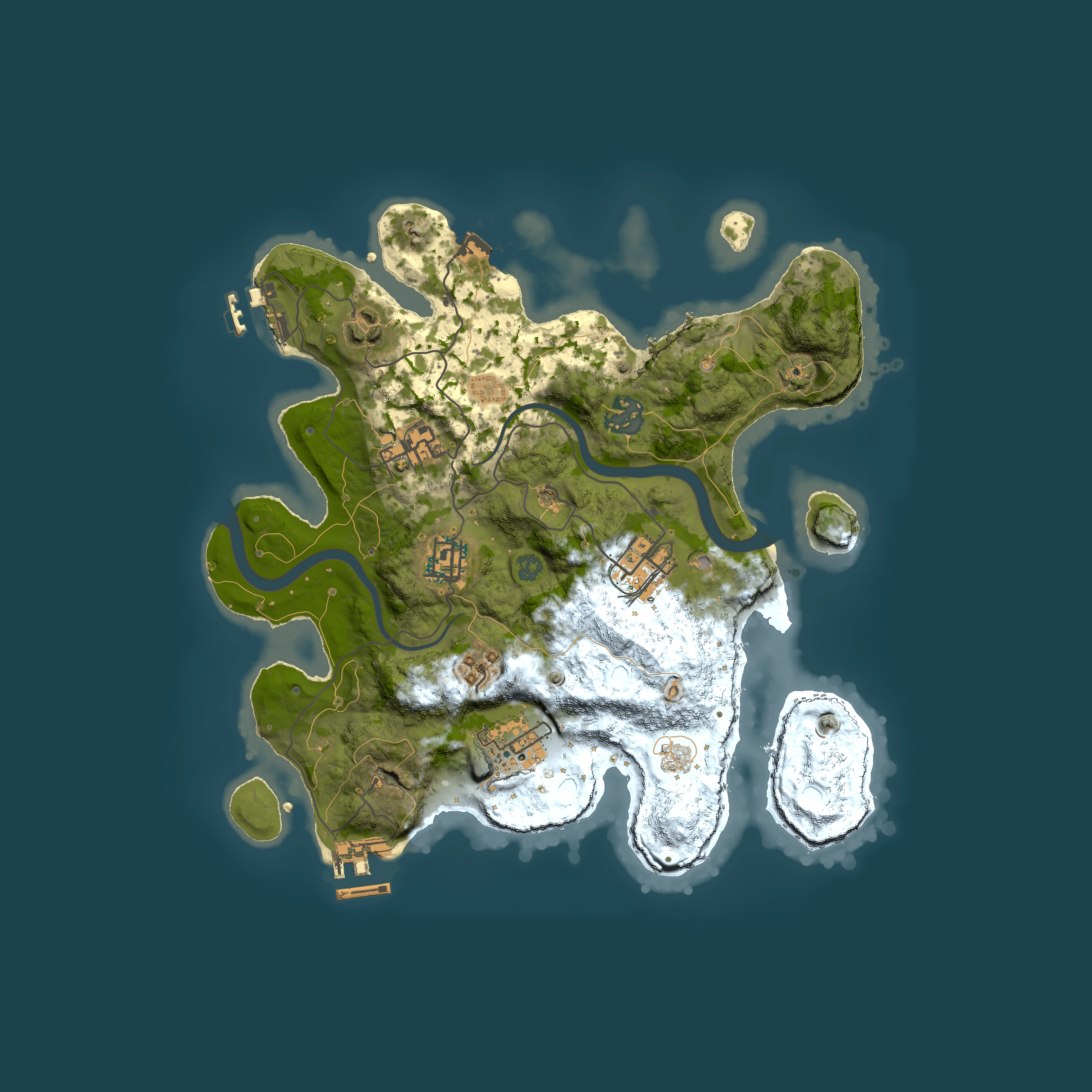 Full top-down render of Rust map seed 1050782834, 3000x3000m