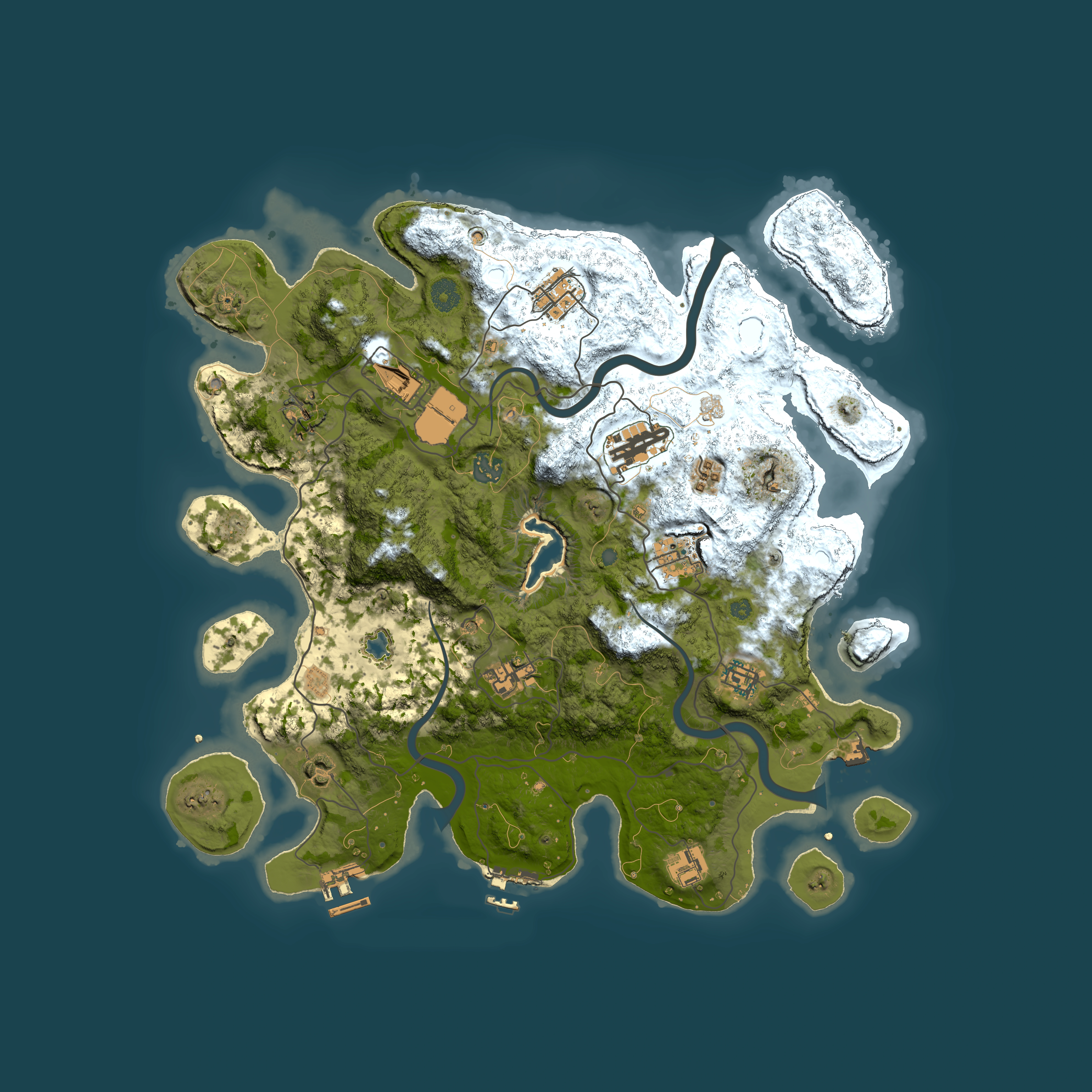 Full top-down render of Rust map seed 1278121246, 4000x4000m