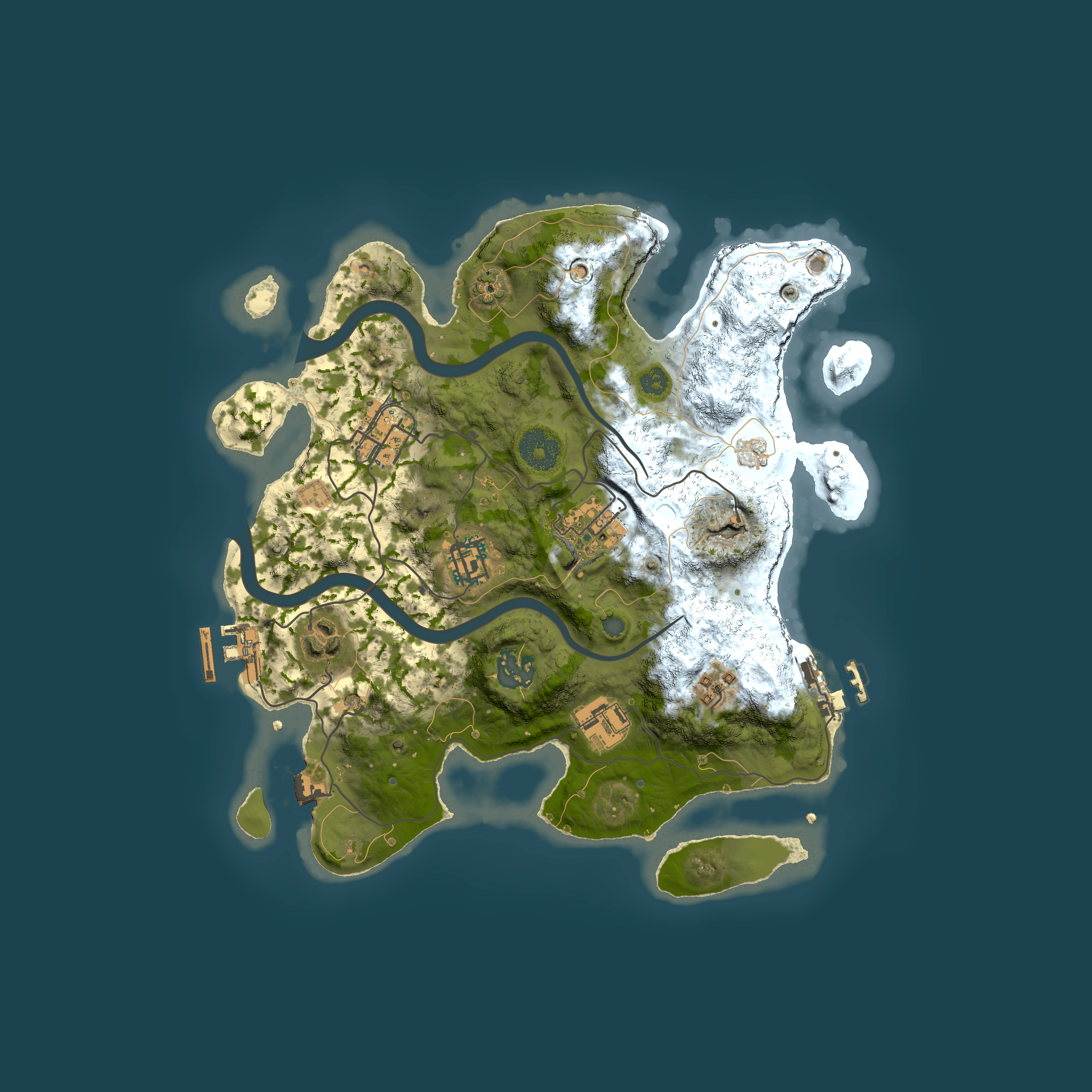 Full top-down render of Rust map seed 1412084865, 3000x3000m