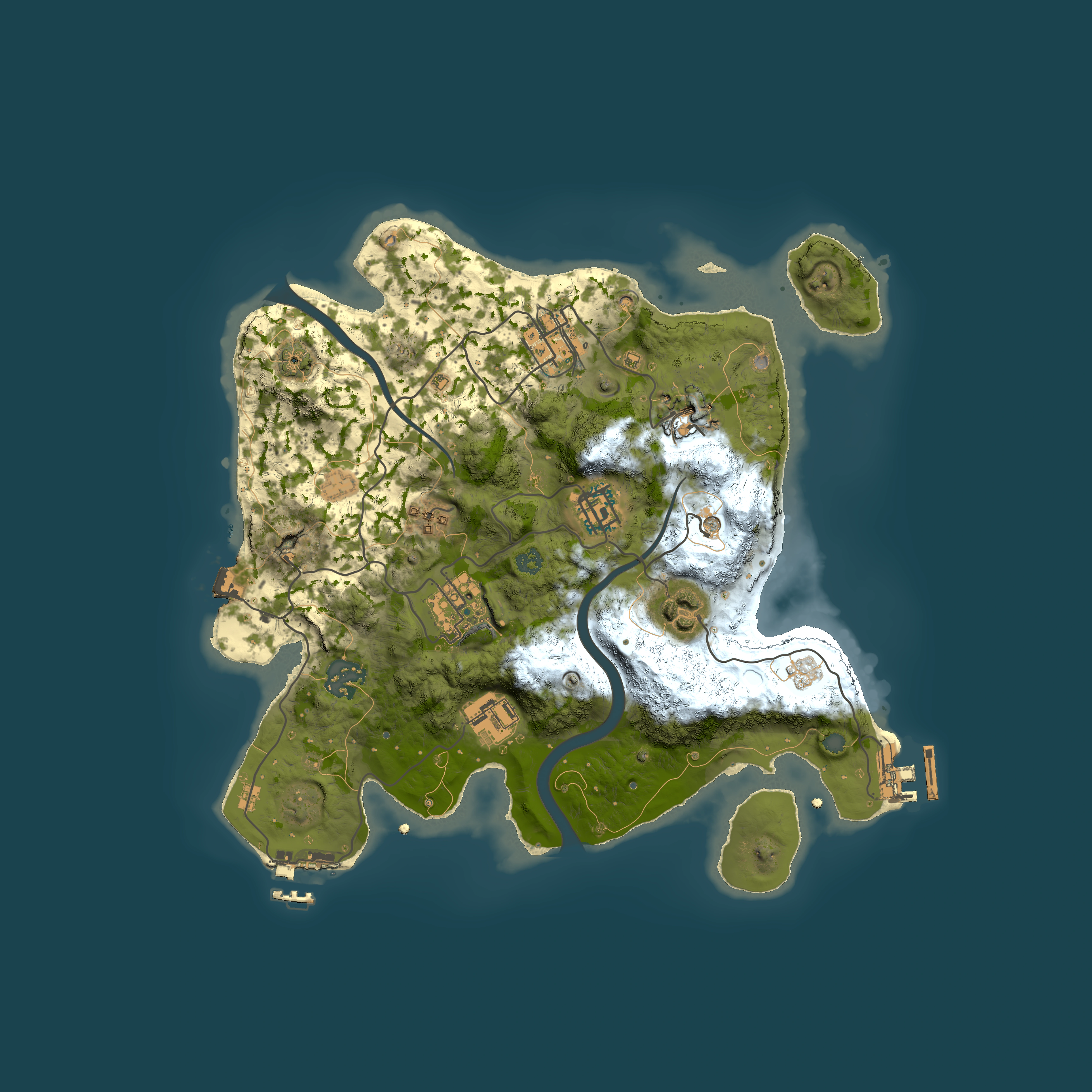 Full top-down render of Rust map seed 811828963, 3000x3000m