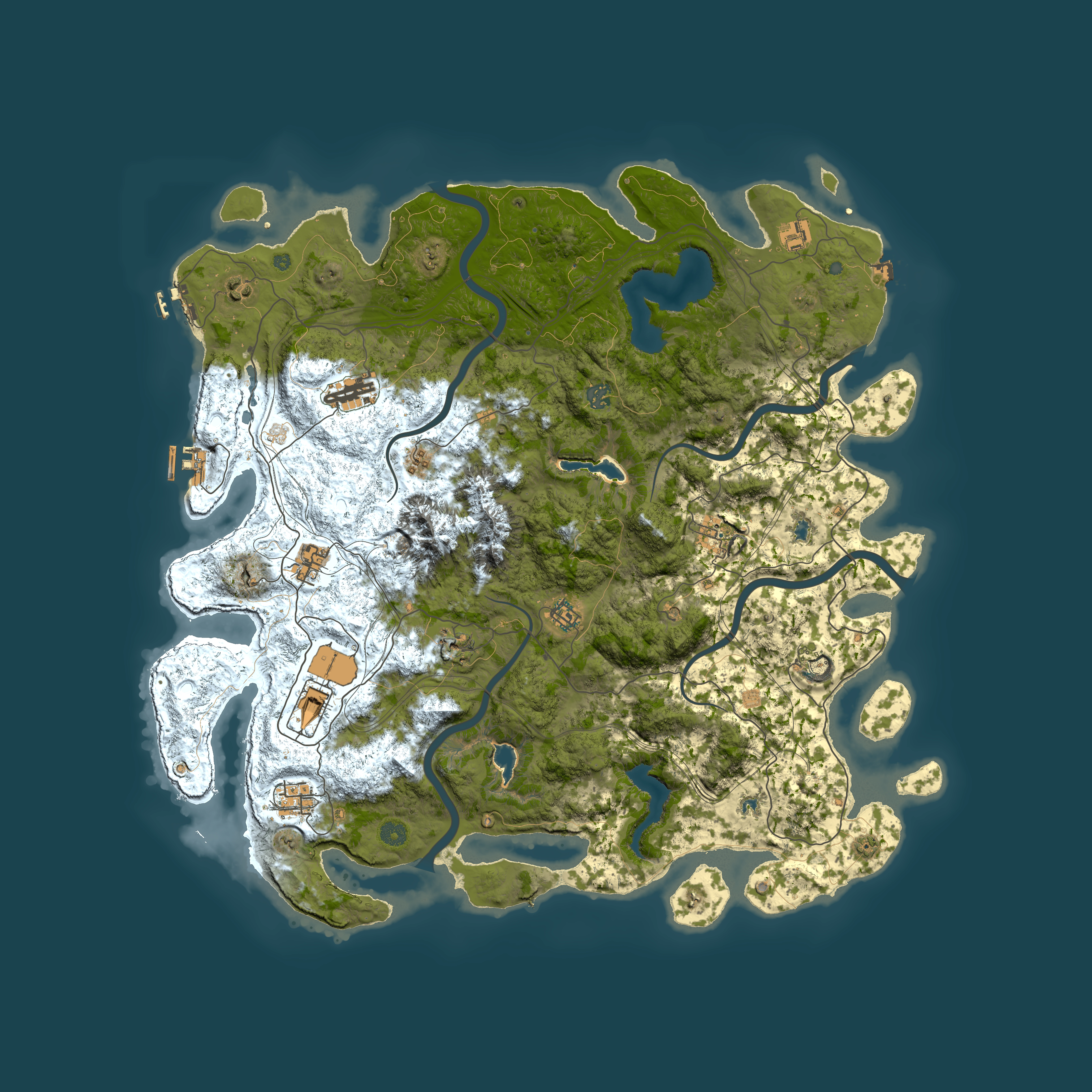 Full top-down render of Rust map seed 1273758694, 5000x5000m
