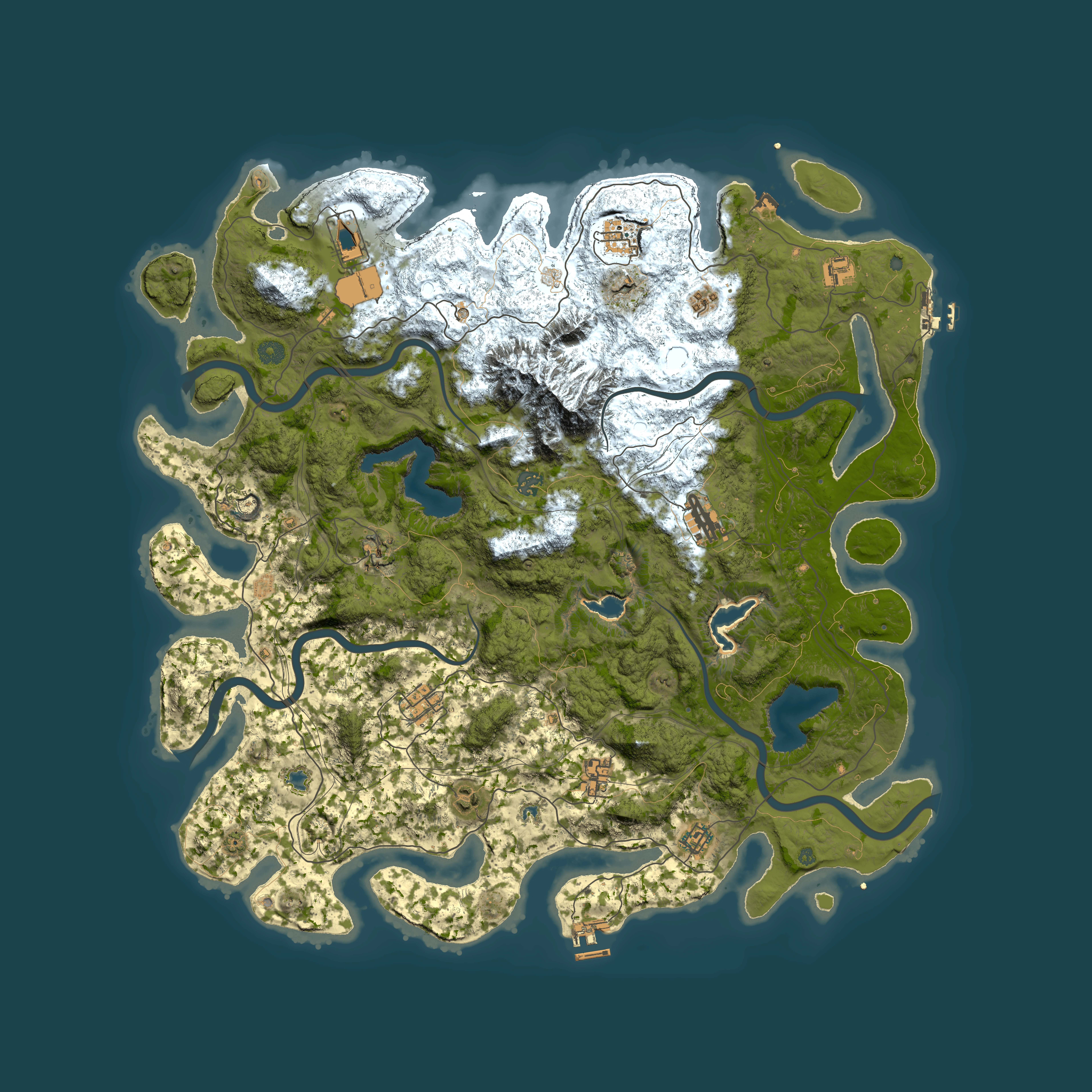 Full top-down render of Rust map seed 1469007598, 5000x5000m