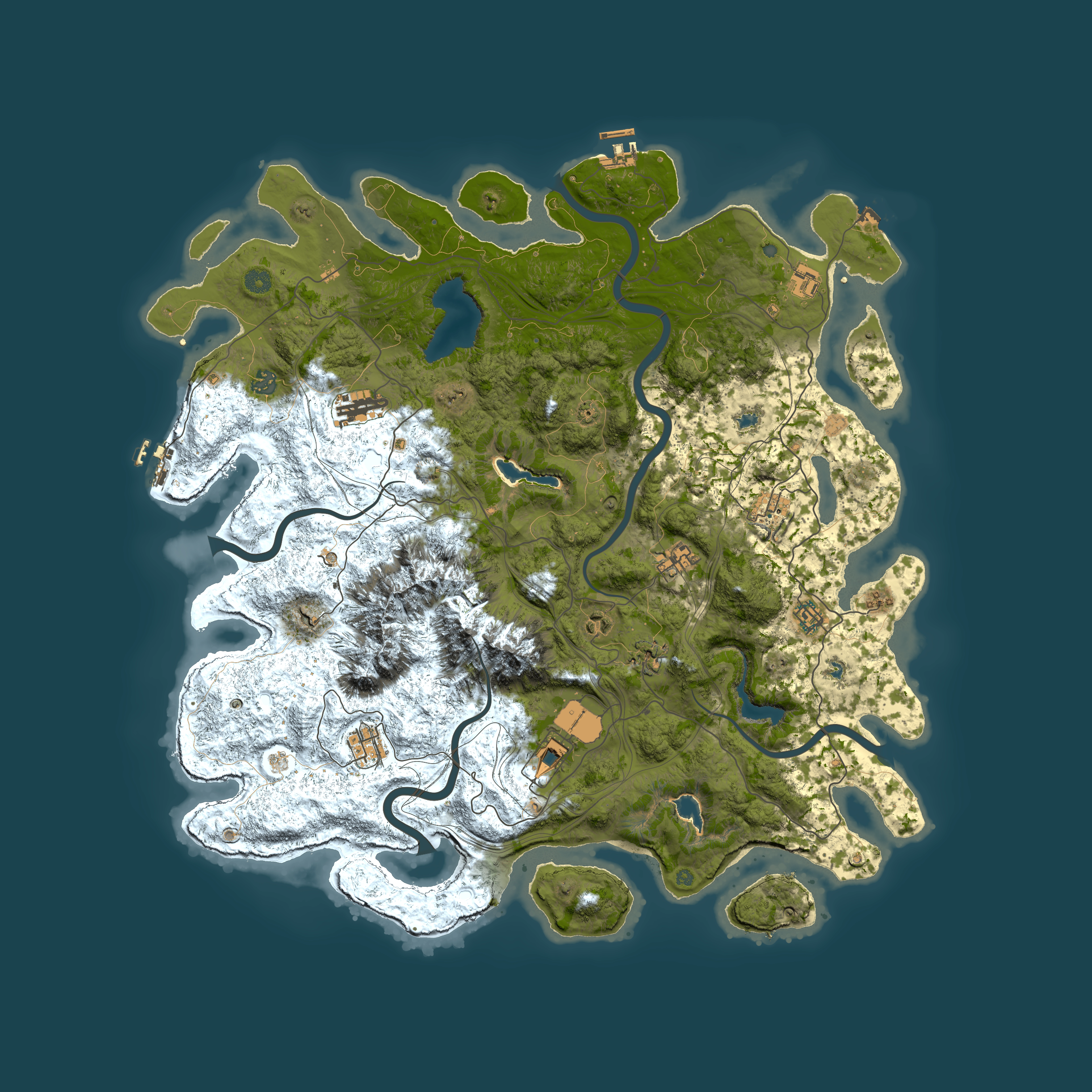 Full top-down render of Rust map seed 435026278, 5000x5000m