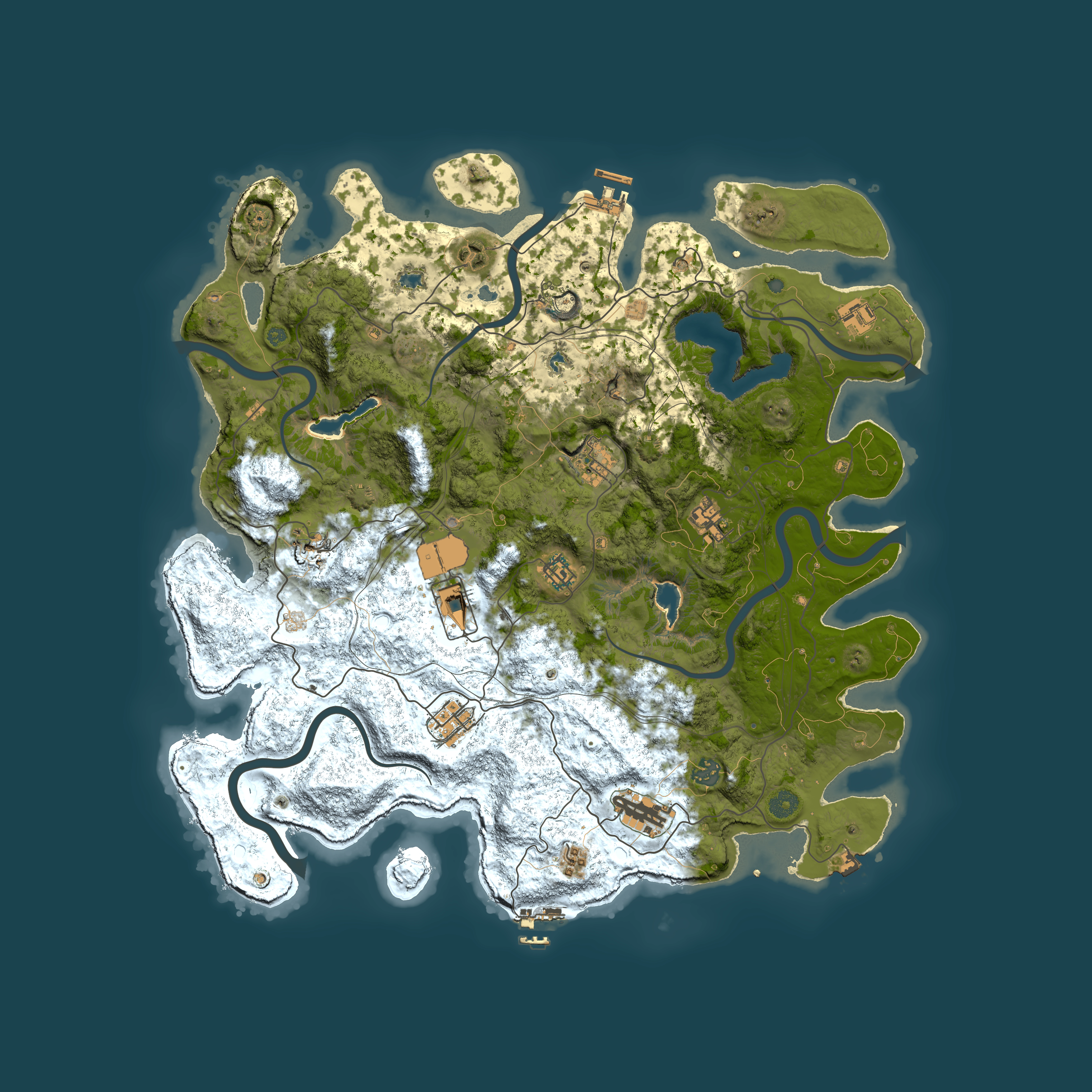 Full top-down render of Rust map seed 909238305, 4500x4500m