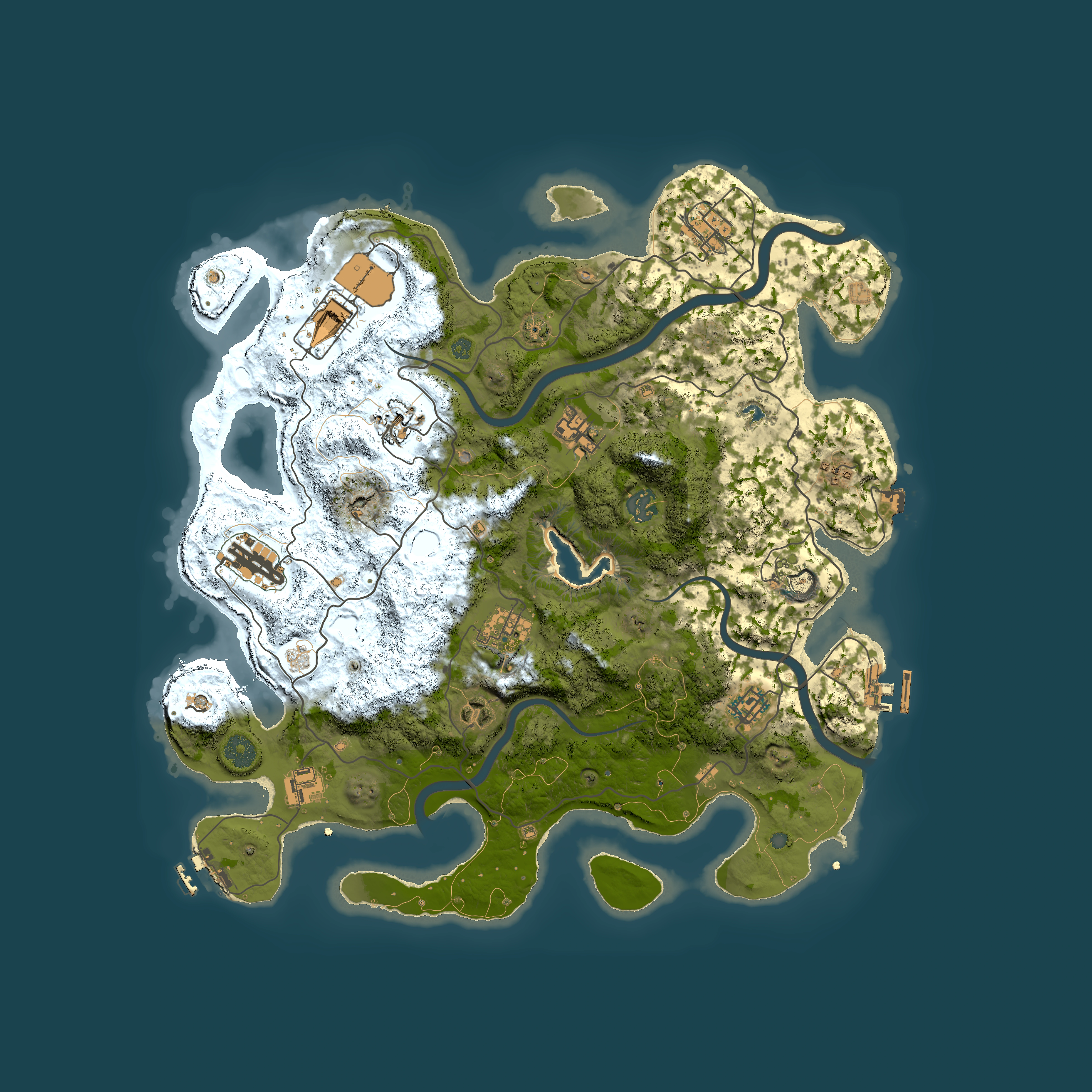 Full top-down render of Rust map seed 1225710324, 4000x4000m