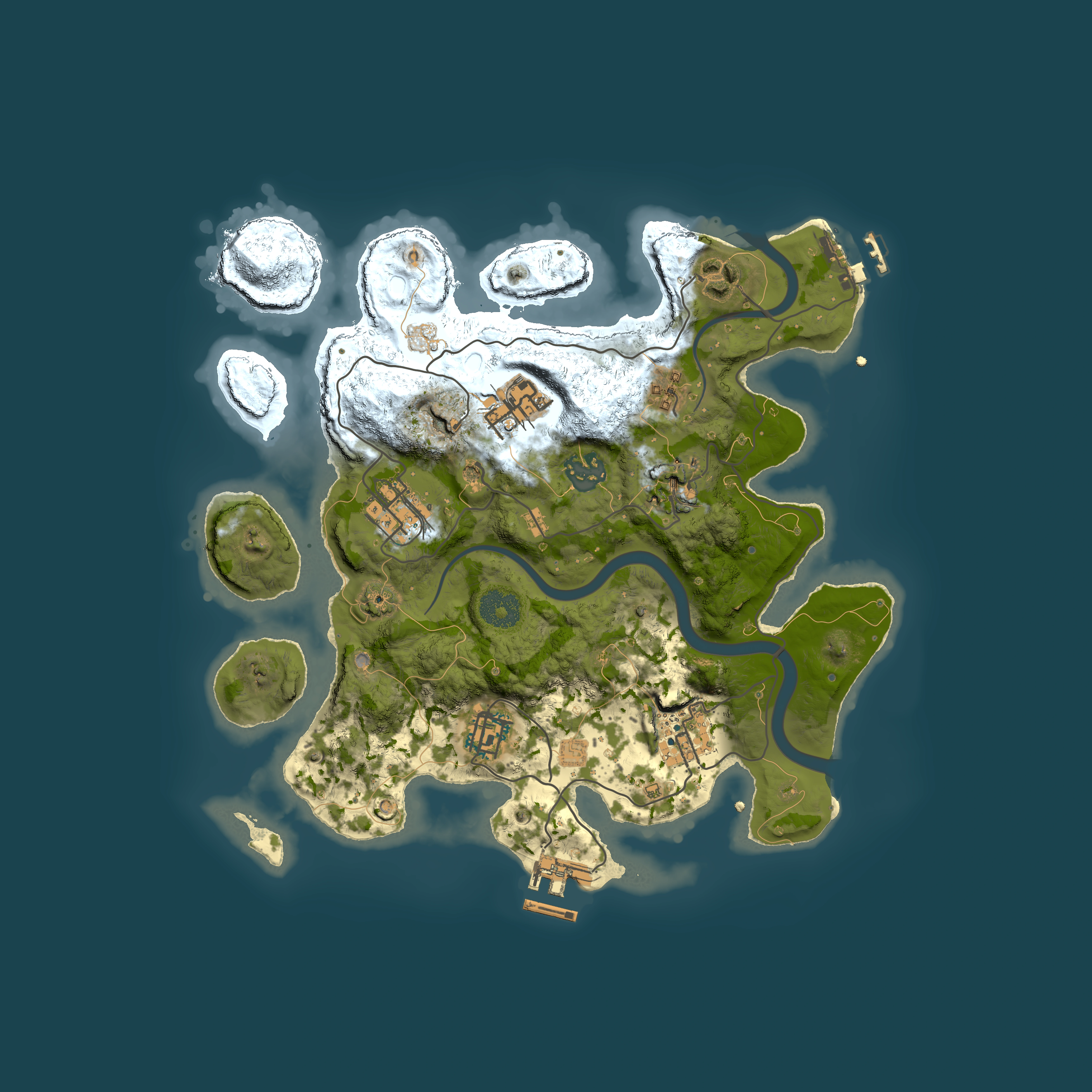 Full top-down render of Rust map seed 397839577, 3000x3000m