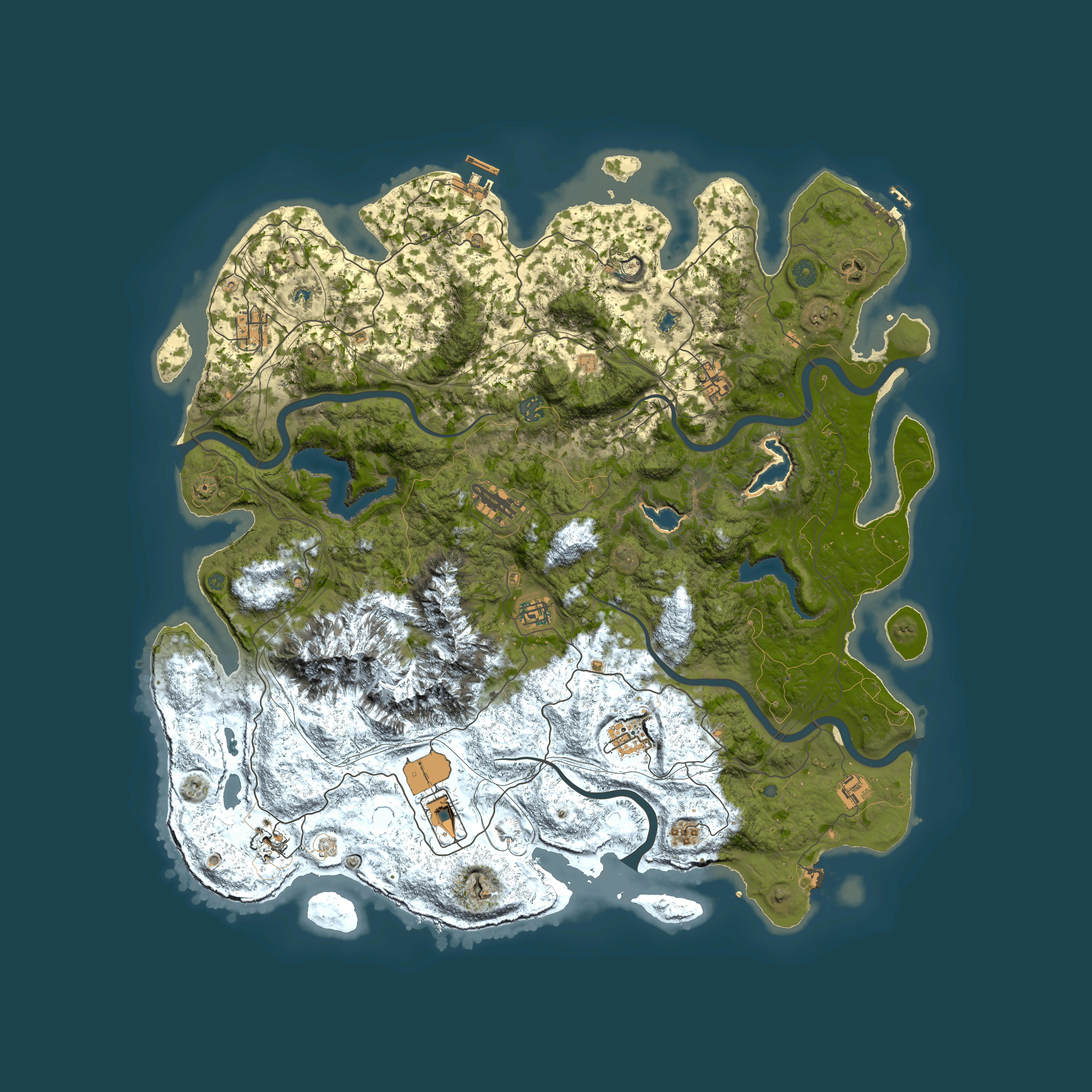 Full top-down render of Rust map seed 1046800423, 5000x5000m