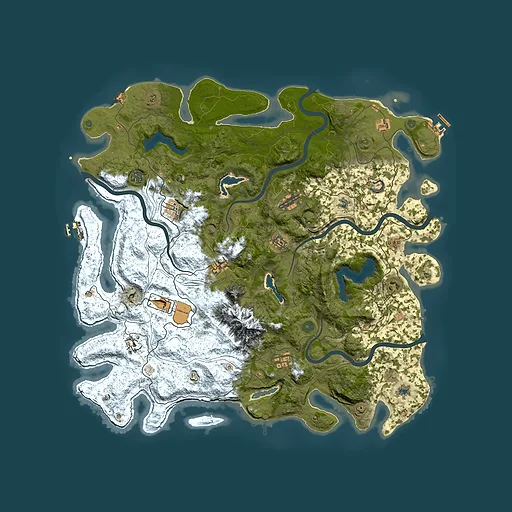 Rust map seed 1296586664, 5000x5000m top-down preview