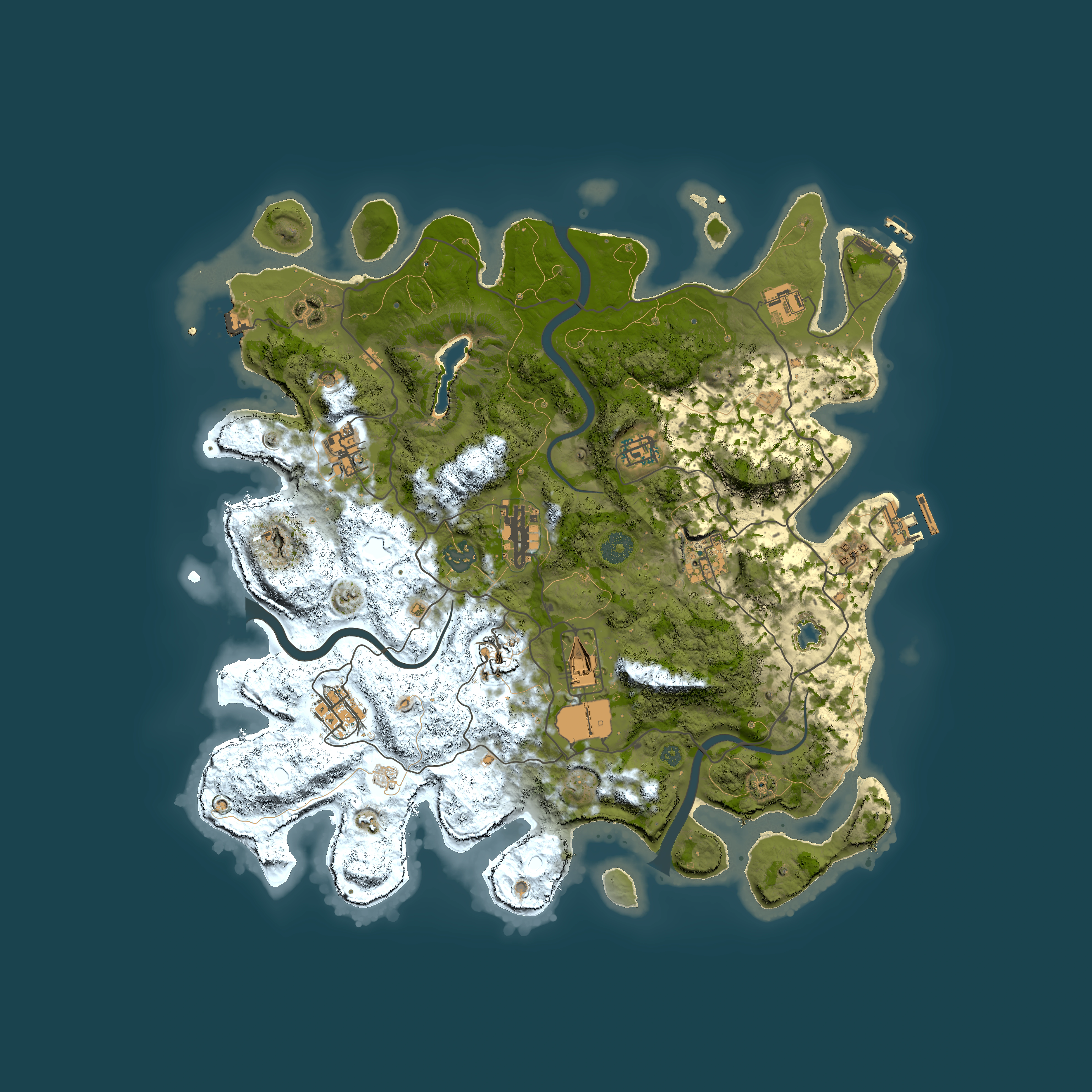 Full top-down render of Rust map seed 201909181, 4000x4000m