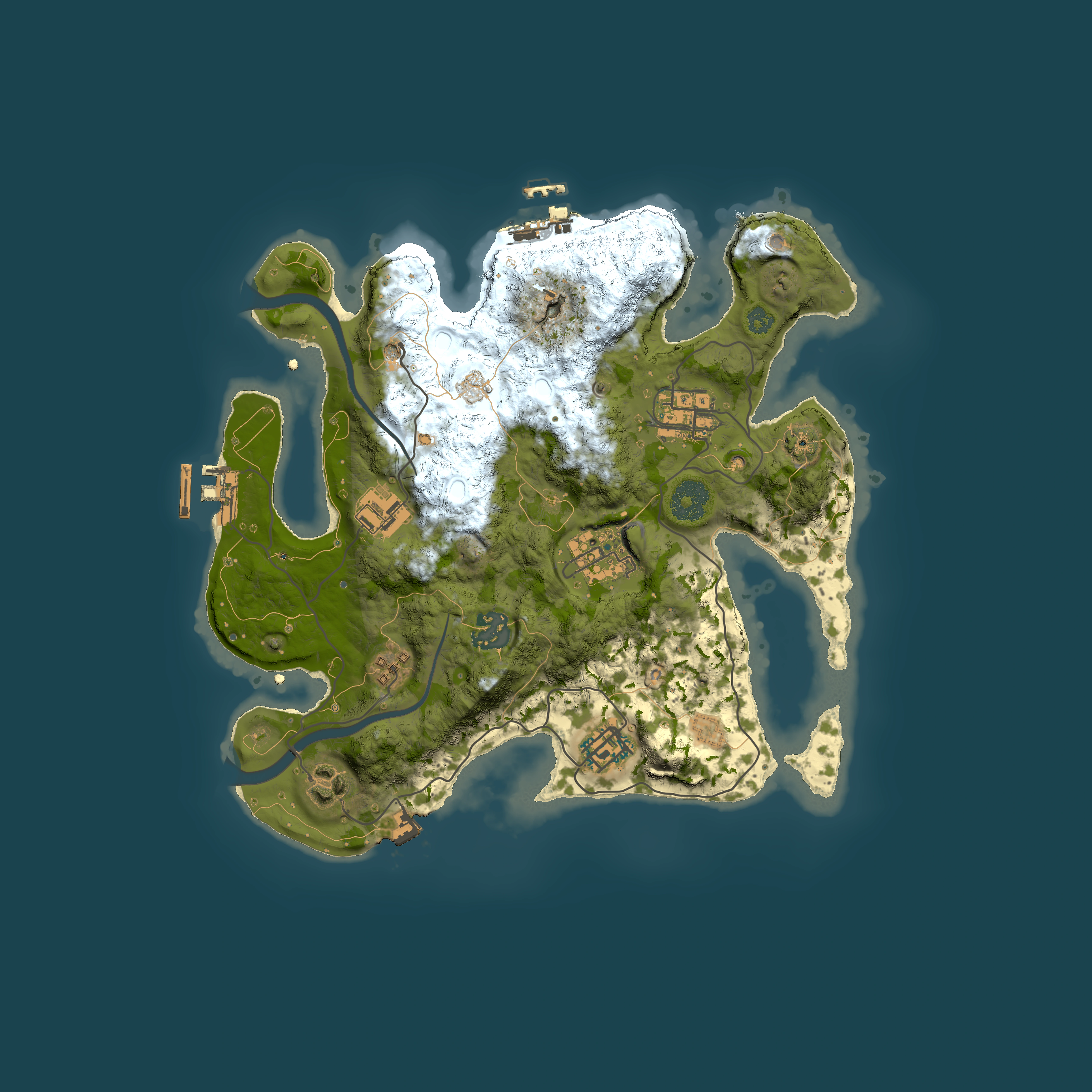 Full top-down render of Rust map seed 1143759070, 3000x3000m