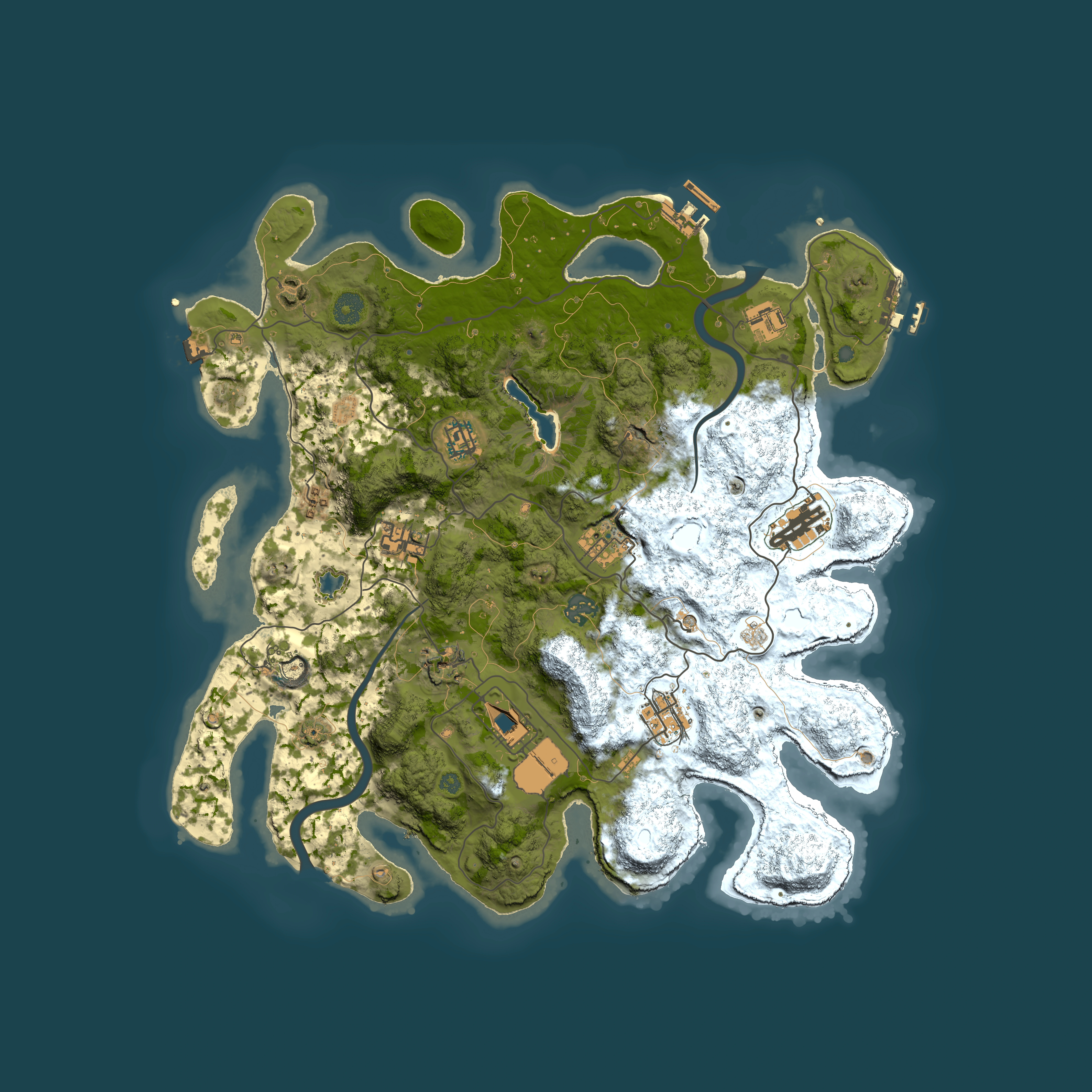 Full top-down render of Rust map seed 1328605130, 4000x4000m