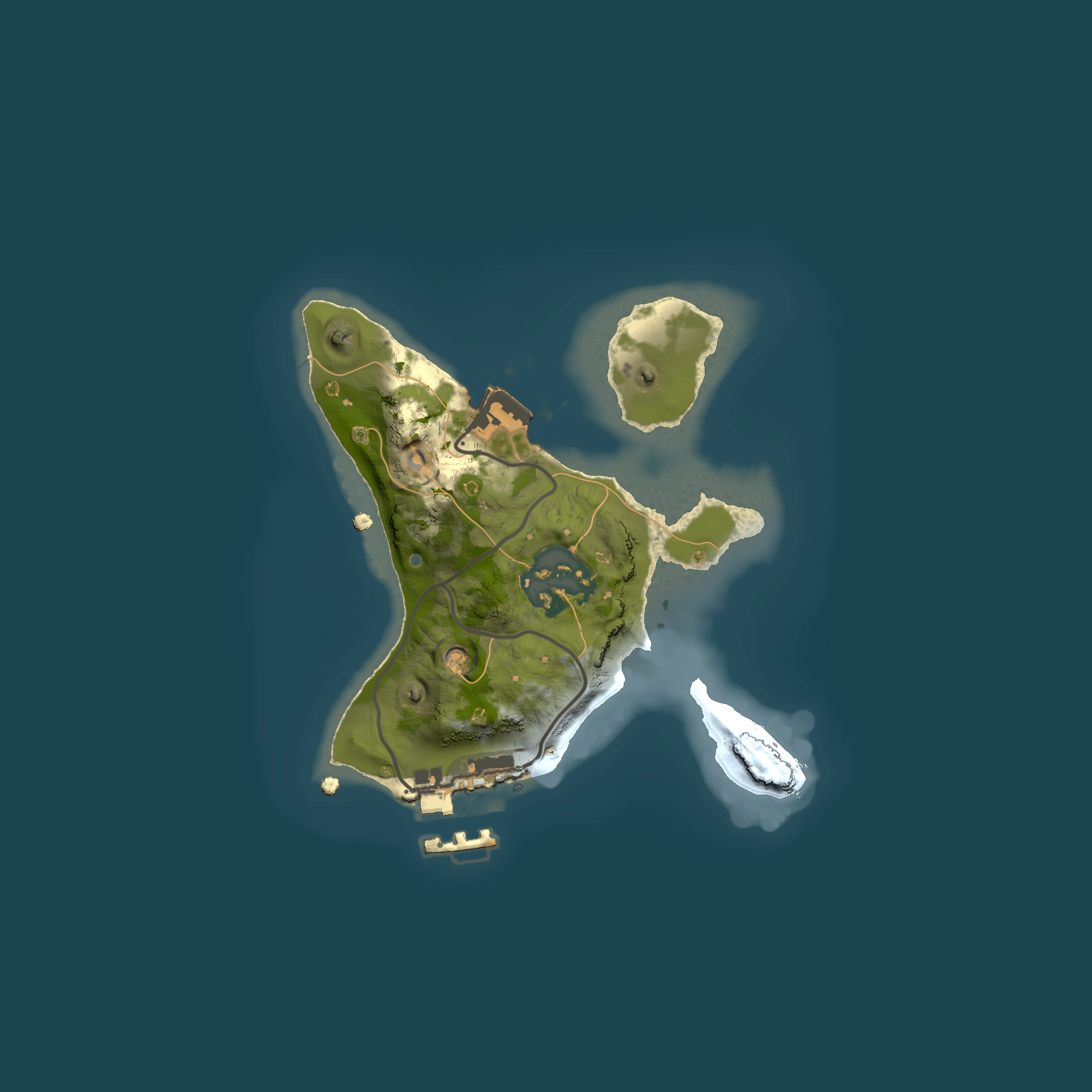 Full top-down render of Rust map seed 1821838111, 1500x1500m