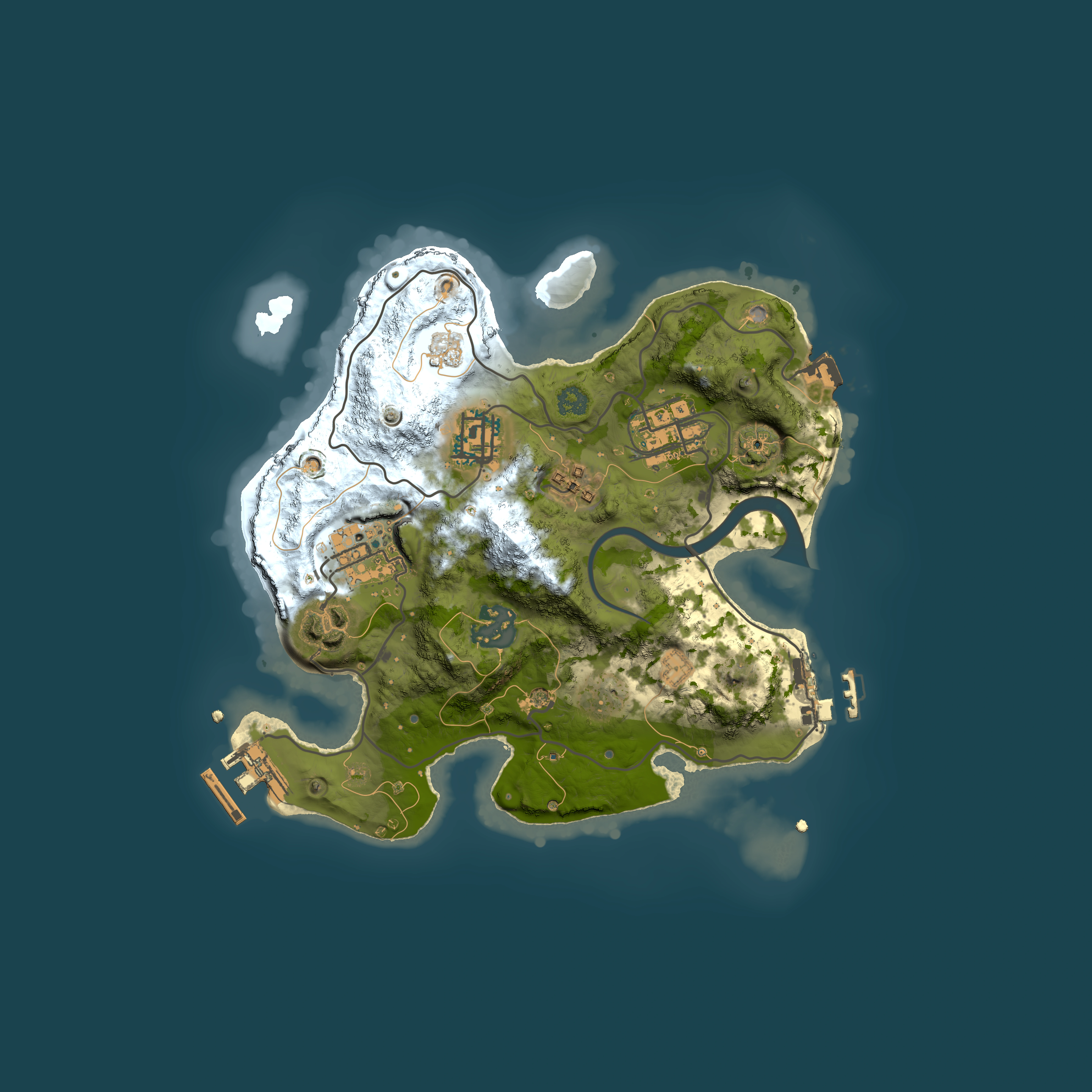 Full top-down render of Rust map seed 1490493206, 2500x2500m