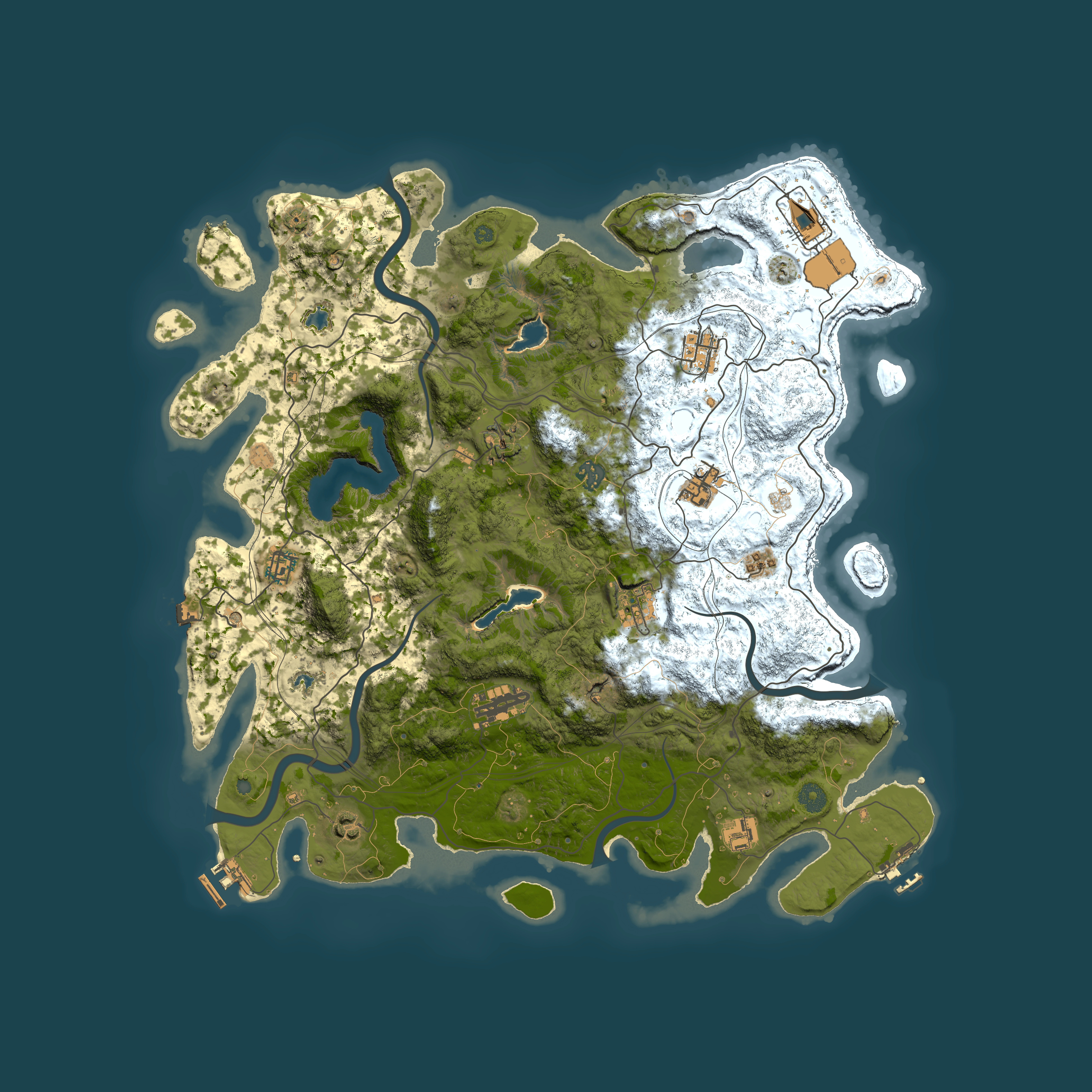 Full top-down render of Rust map seed 1290613198, 4500x4500m