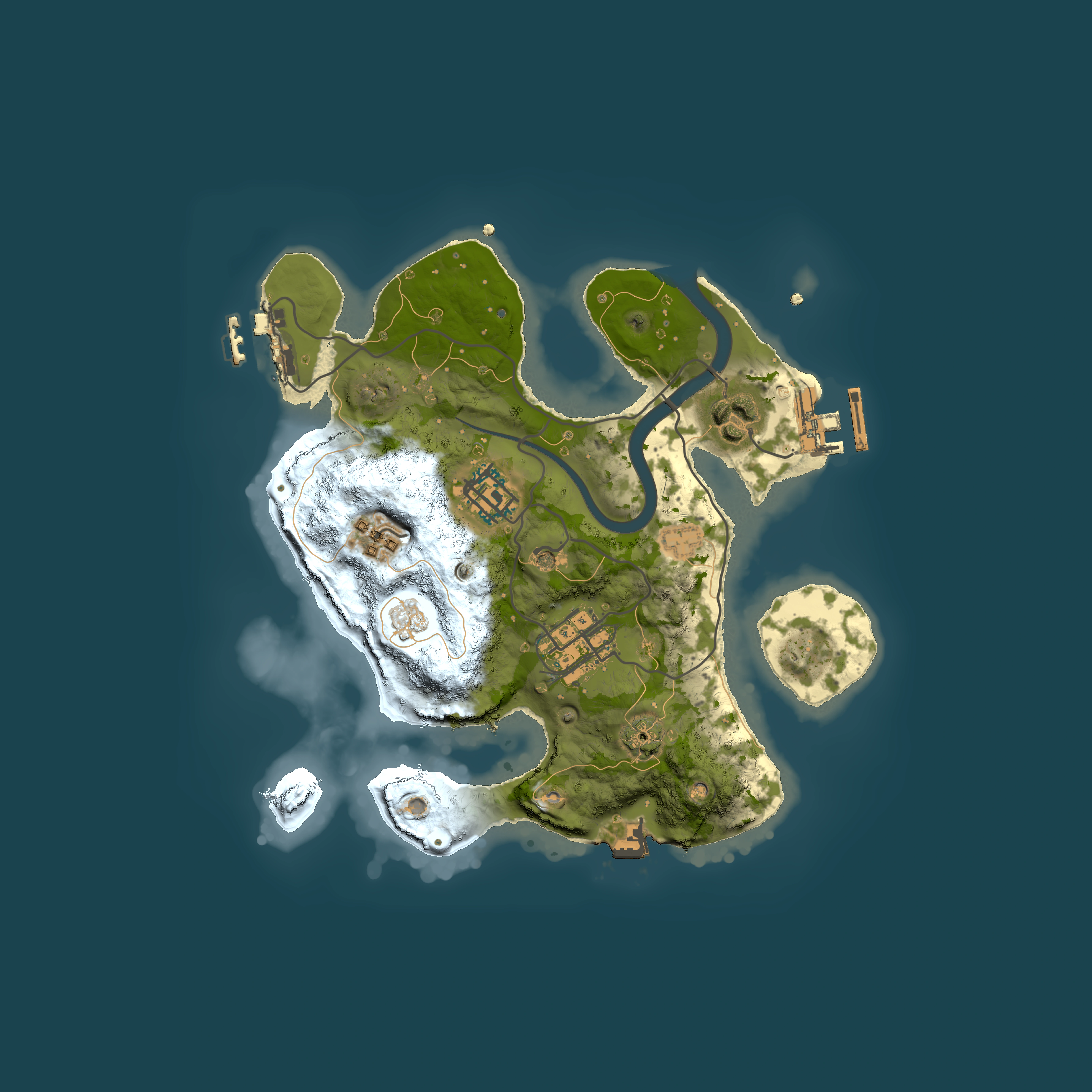 Full top-down render of Rust map seed 1876036208, 2500x2500m