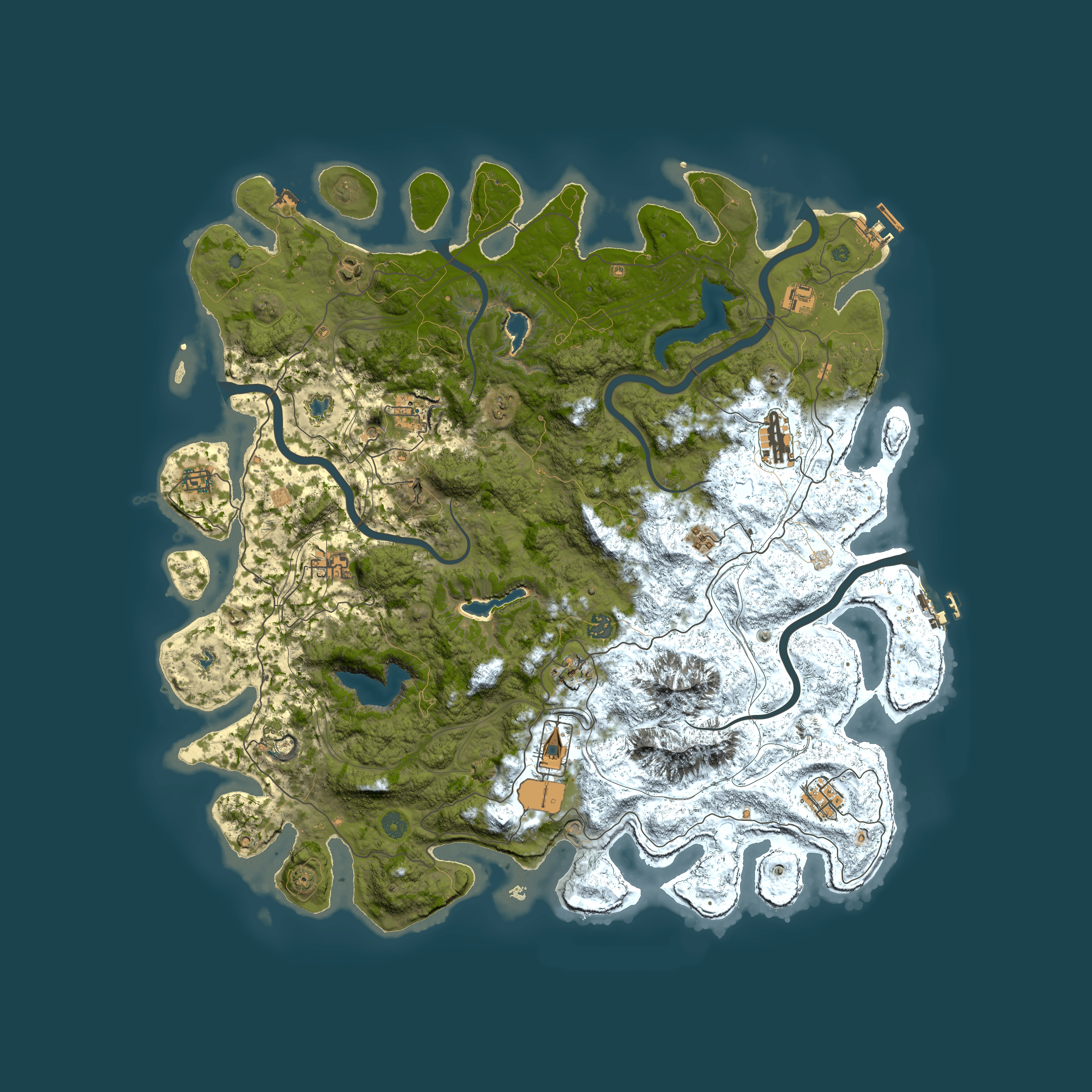 Full top-down render of Rust map seed 207359257, 5000x5000m