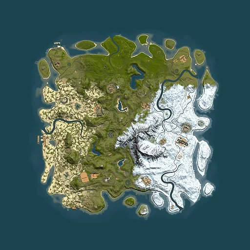 Rust map seed 1664001884, 5000x5000m top-down preview