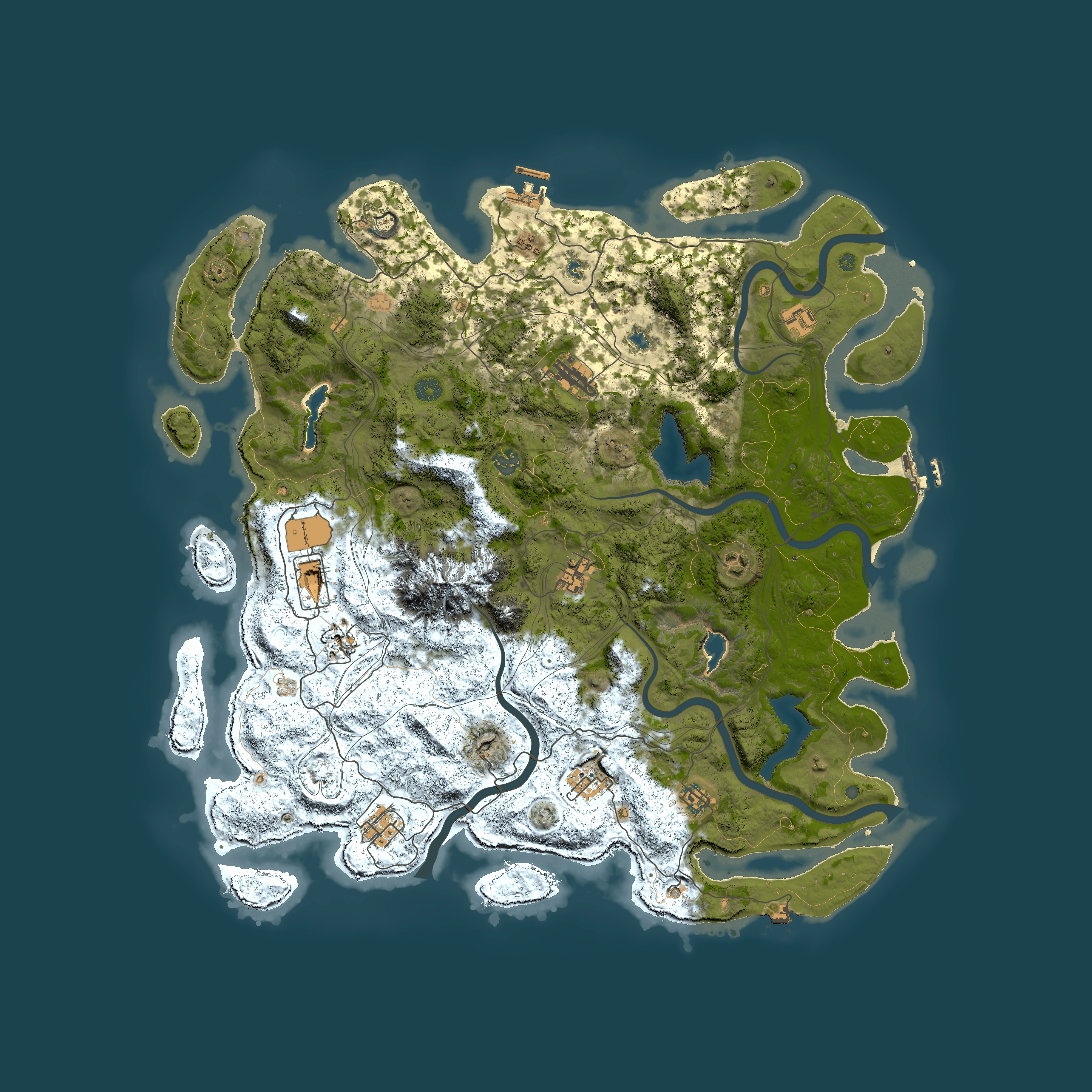 Full top-down render of Rust map seed 486724290, 5000x5000m