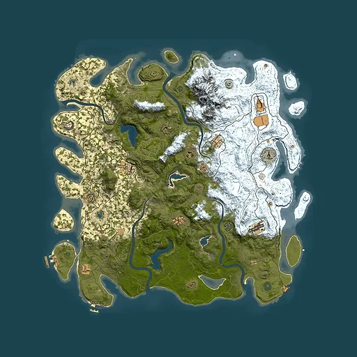 Rust map seed 955065725, 5000x5000m top-down preview