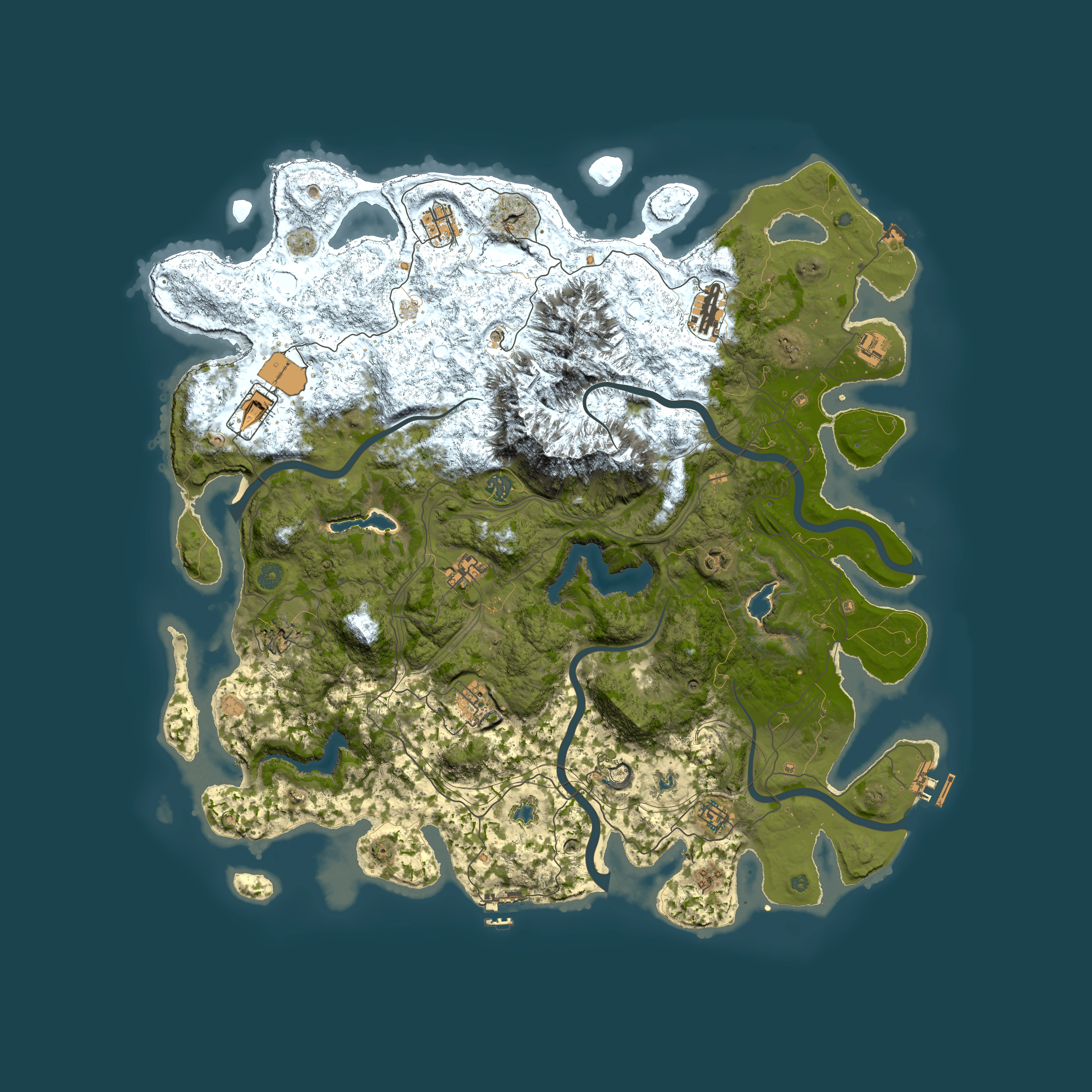 Full top-down render of Rust map seed 1133751741, 5000x5000m