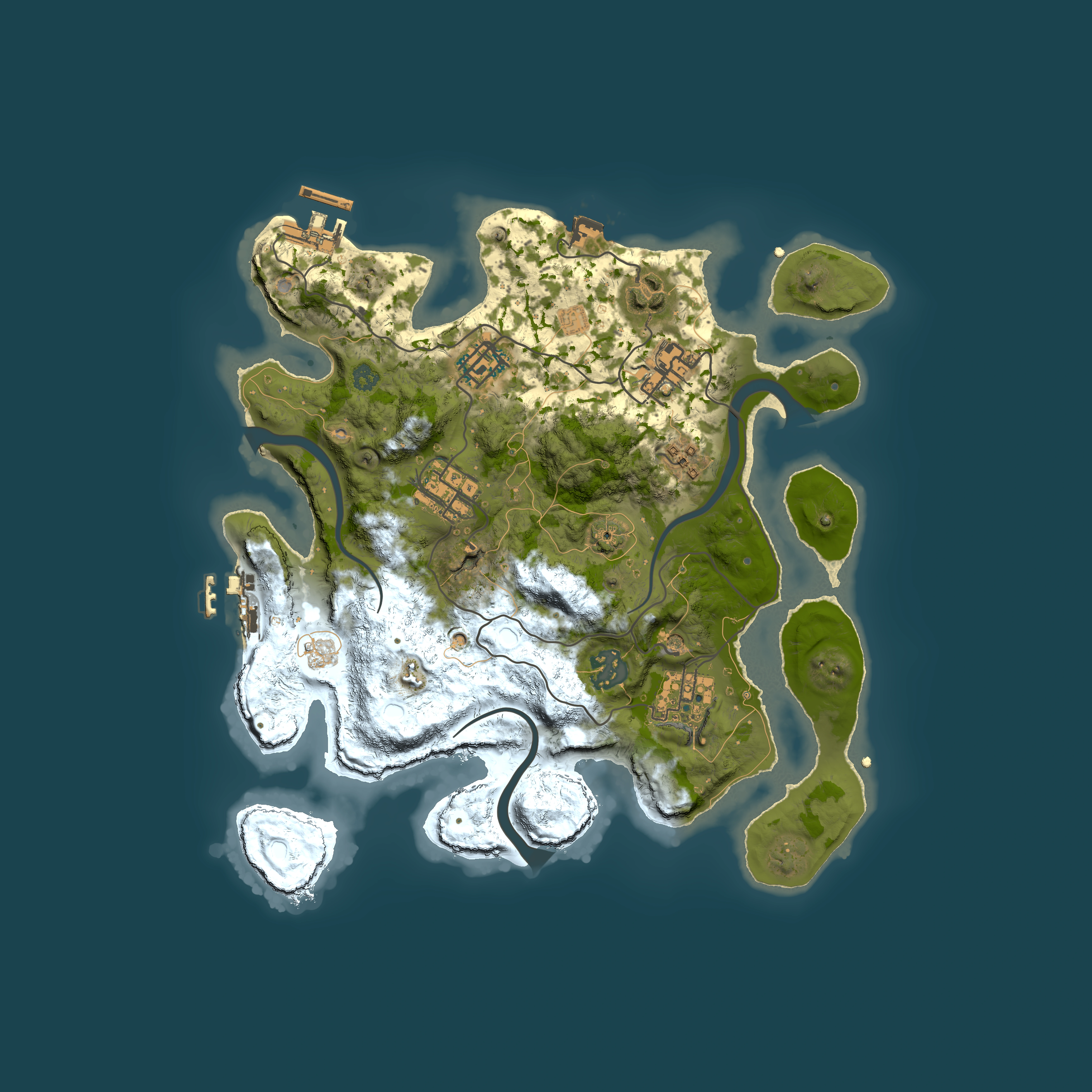 Full top-down render of Rust map seed 1923608093, 3000x3000m