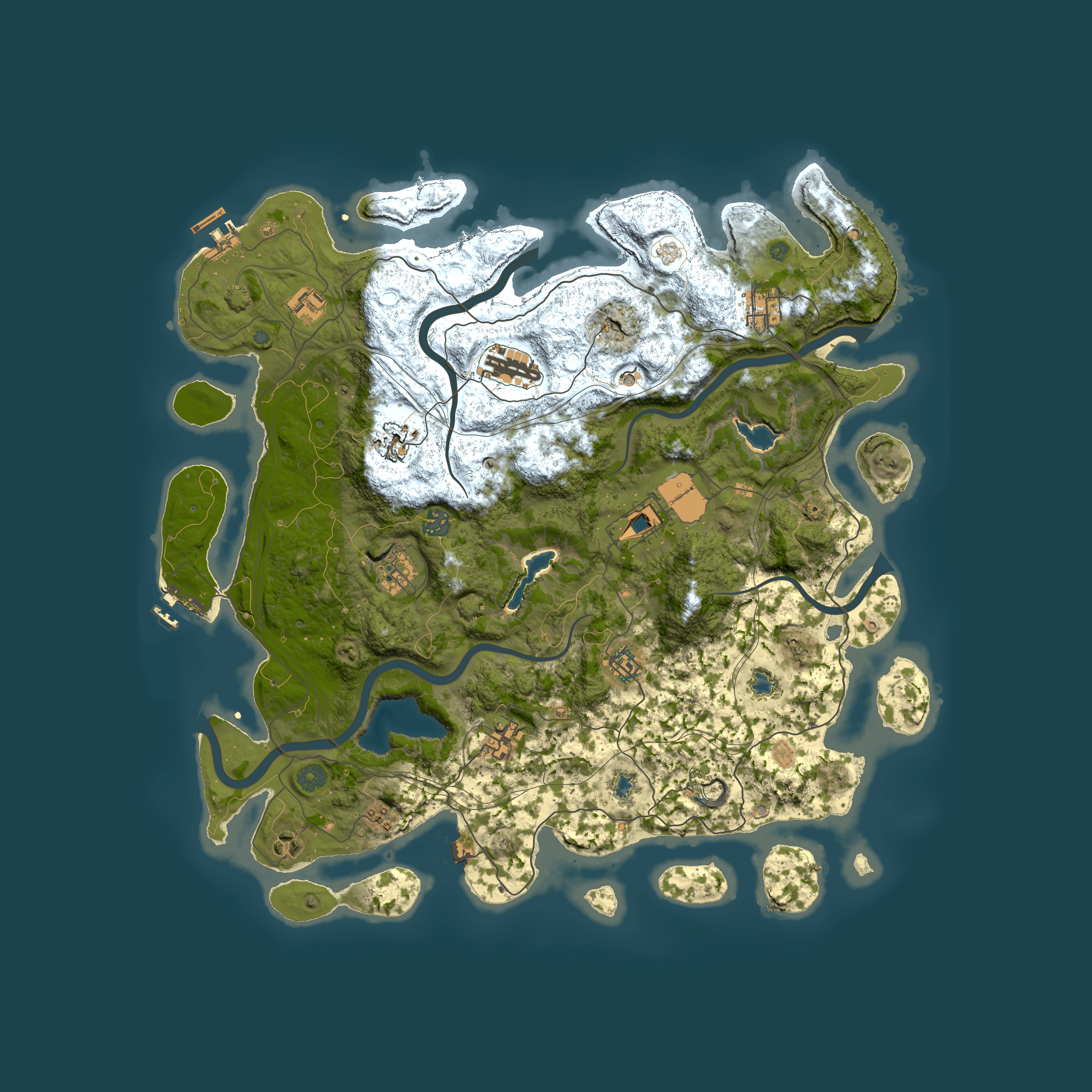 Full top-down render of Rust map seed 216444938, 4500x4500m