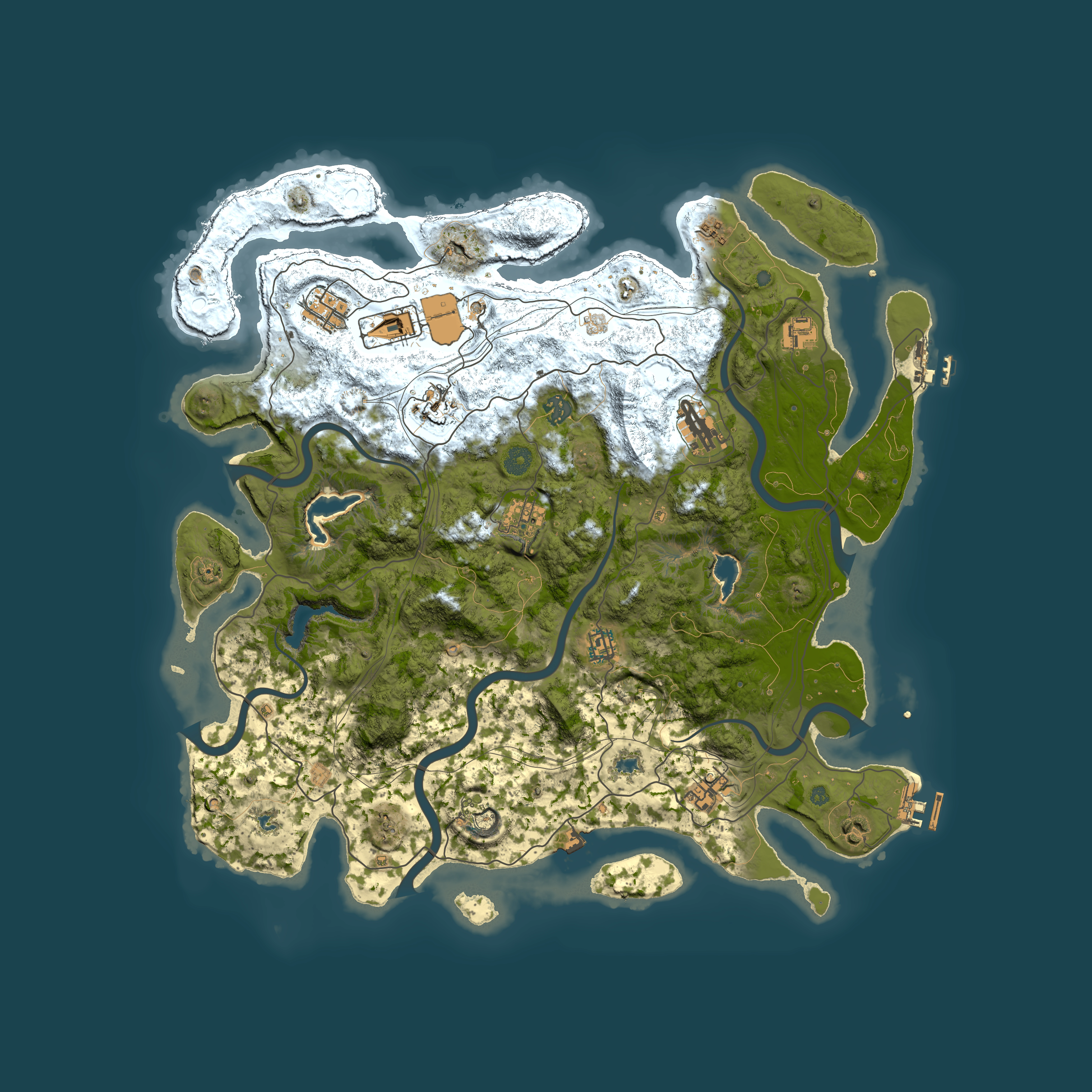 Full top-down render of Rust map seed 1674049604, 4500x4500m