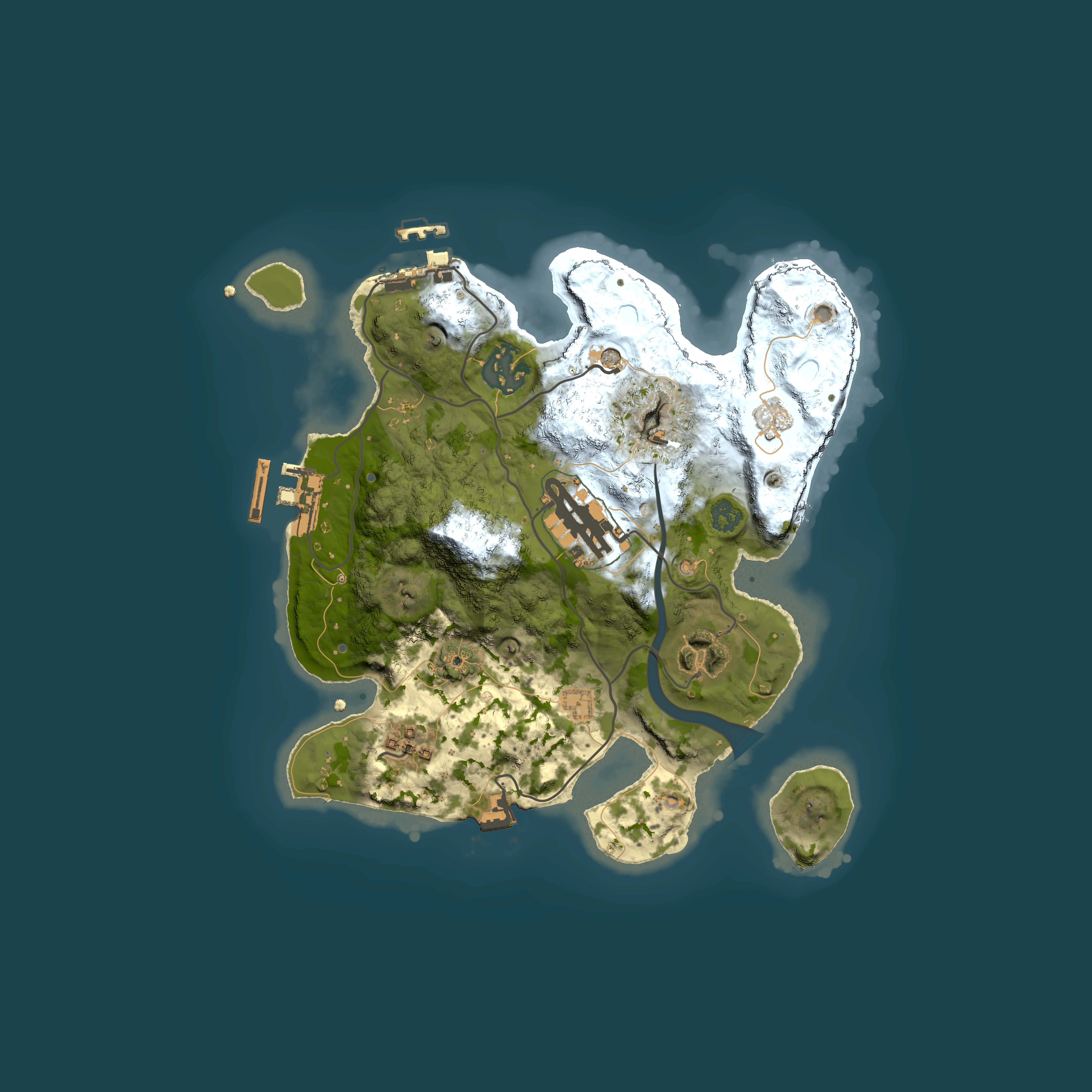 Full top-down render of Rust map seed 1667472196, 2500x2500m