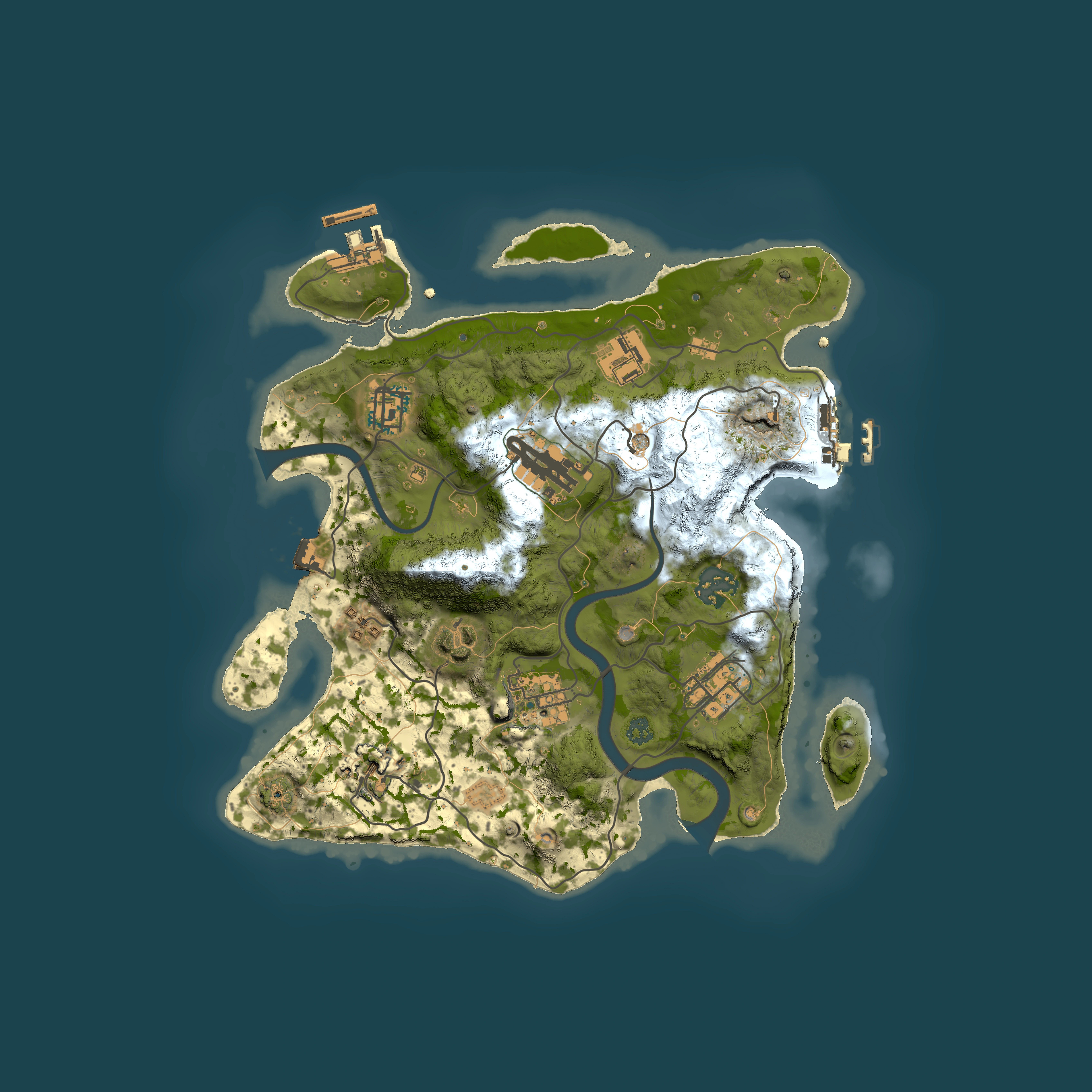 Full top-down render of Rust map seed 1721057732, 3000x3000m