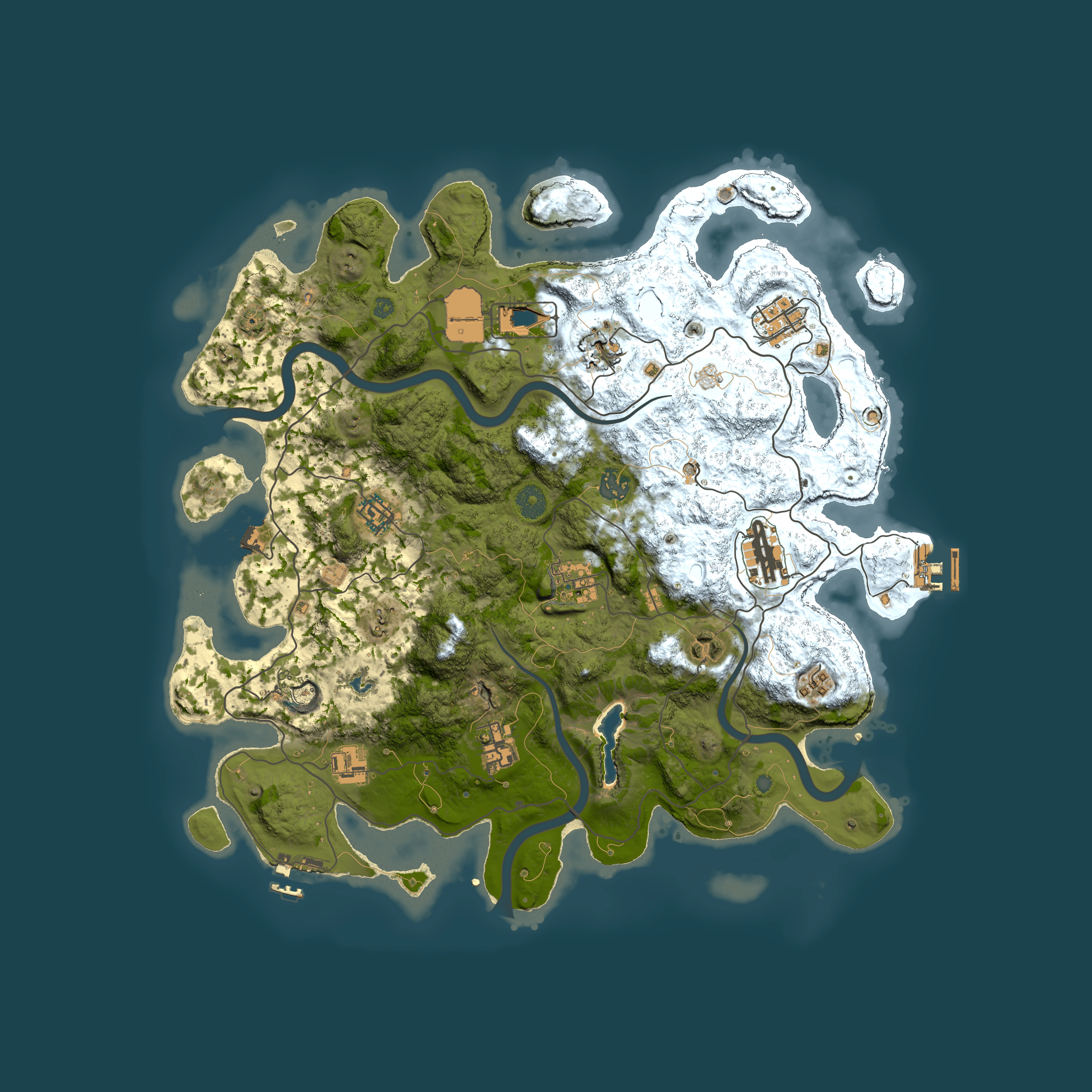 Full top-down render of Rust map seed 1246514536, 4000x4000m