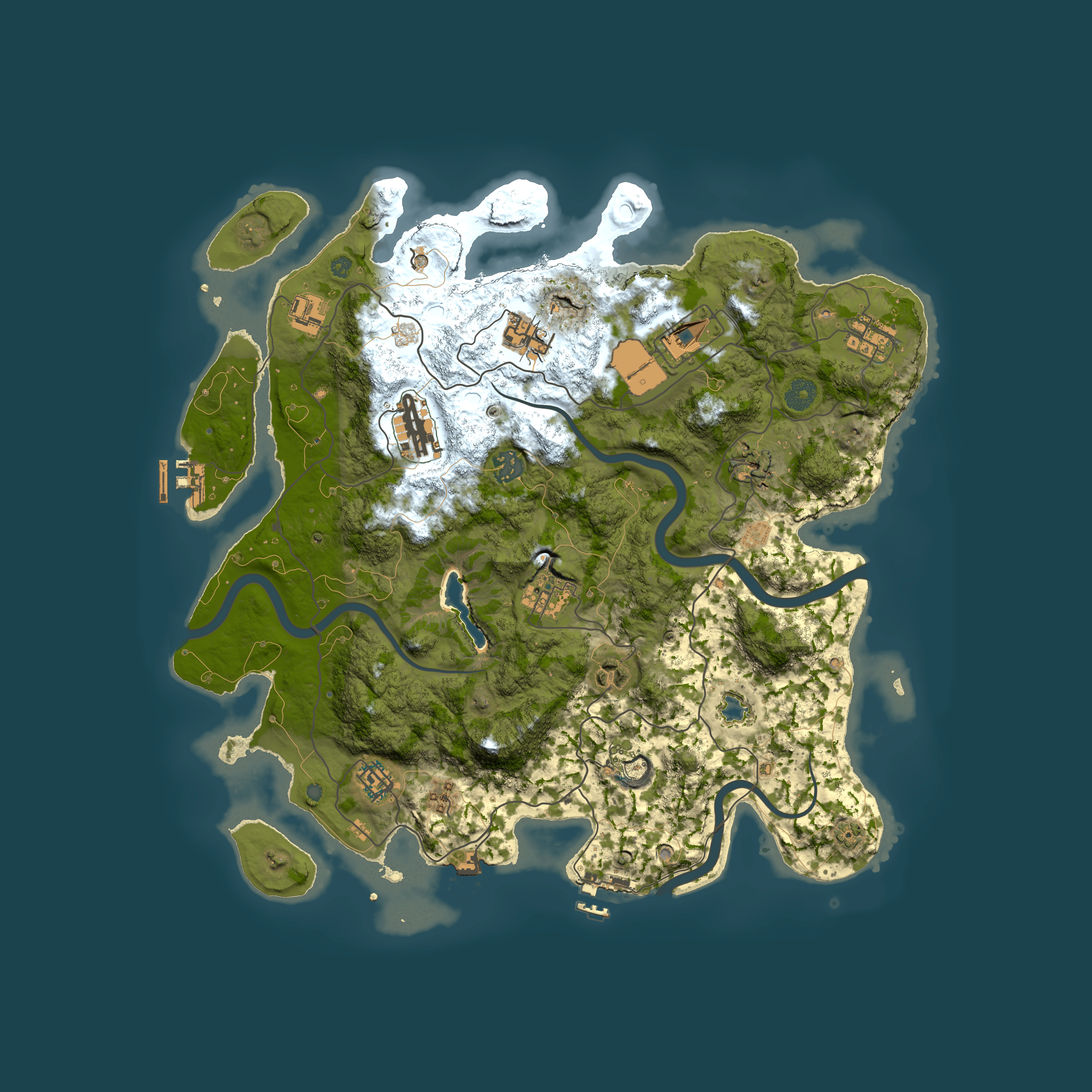 Full top-down render of Rust map seed 100375249, 4000x4000m