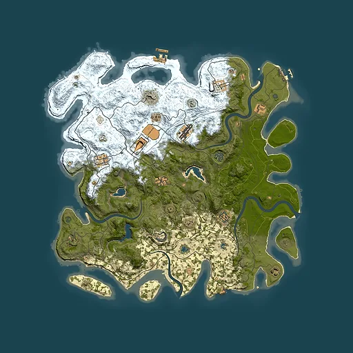 Rust map seed 1607696258, 4500x4500m top-down preview