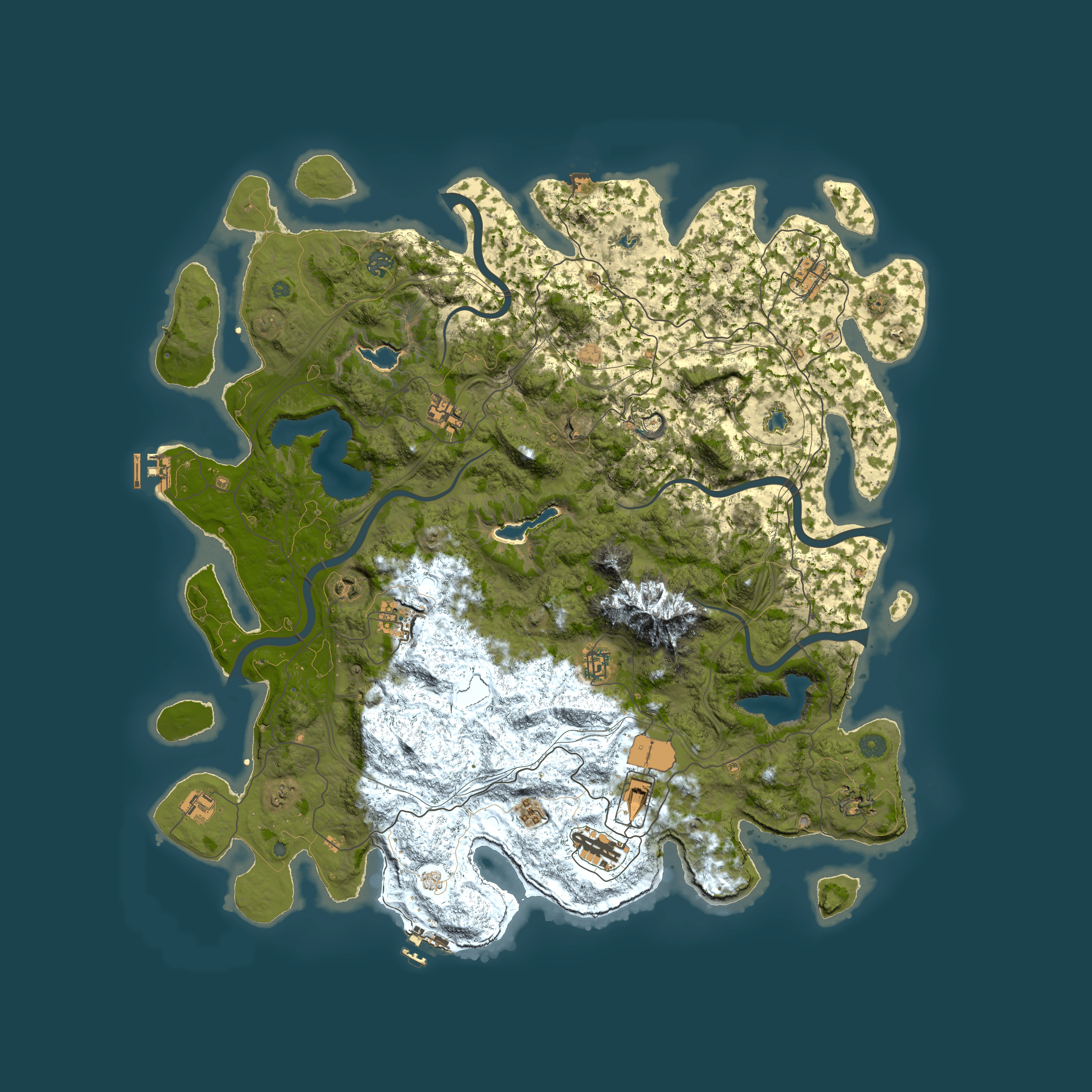 Full top-down render of Rust map seed 1758842424, 5000x5000m